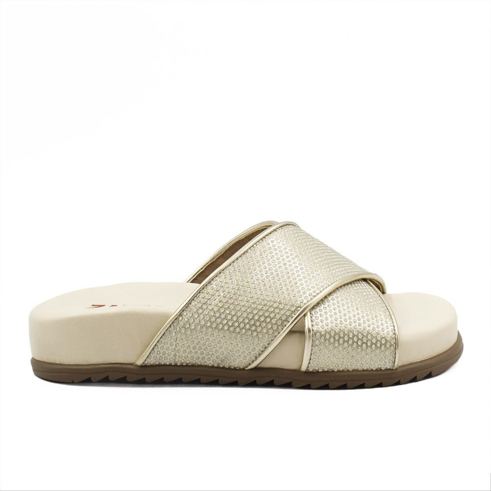 Vista principal Sandália Papete Zatta Tiras Cruzadas Amora Dourada ZATTA dourado