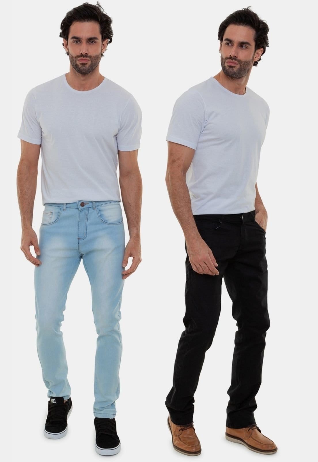 Vista 2 Kit Com 2 Calças Masculinas Jeans Premium Versatti Colômbia Versatti preto