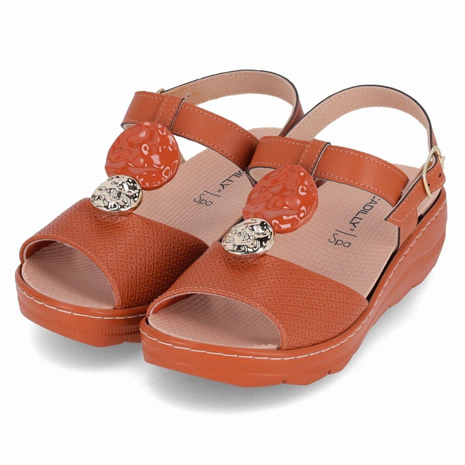 Vista 2 Sandália Spa Anabela Médio Ocre Piccadilly bege ocre