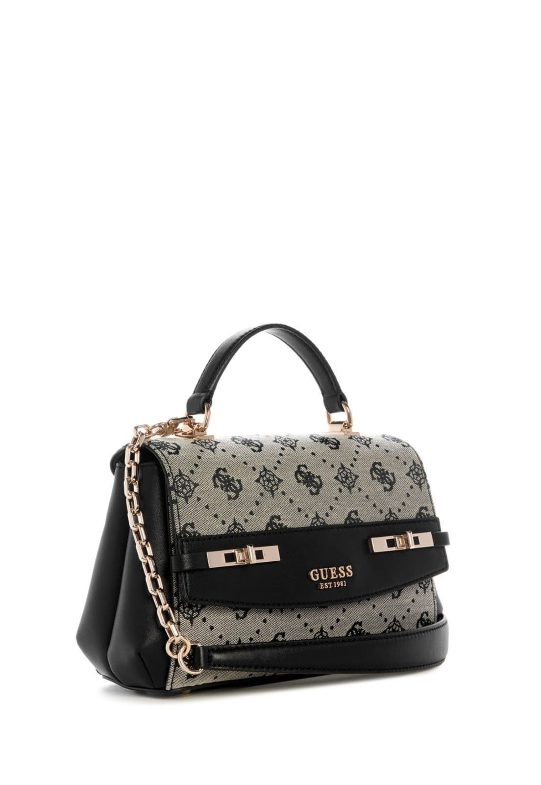Vista 2 Bolsa Guess Melinda Logo Top Handle Flap Guess preto