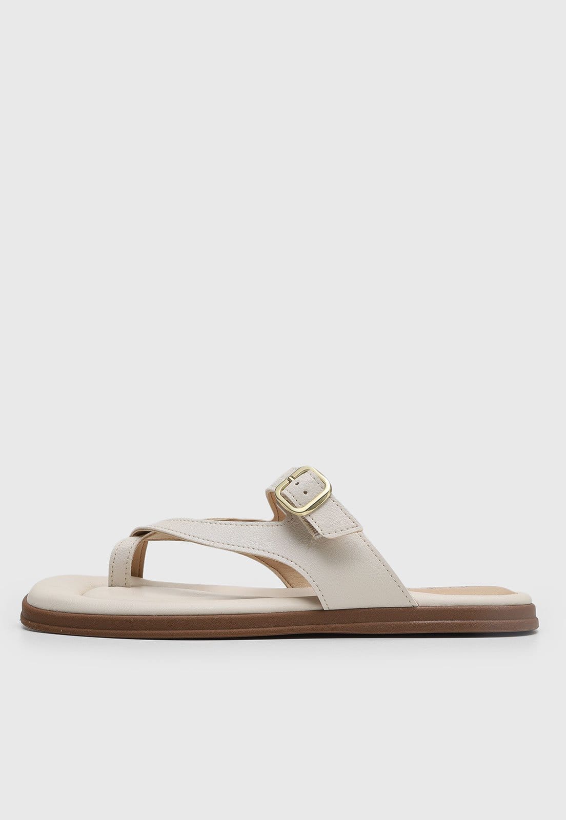 Rasteira Feminina Modare Fivela Dourada Off-White