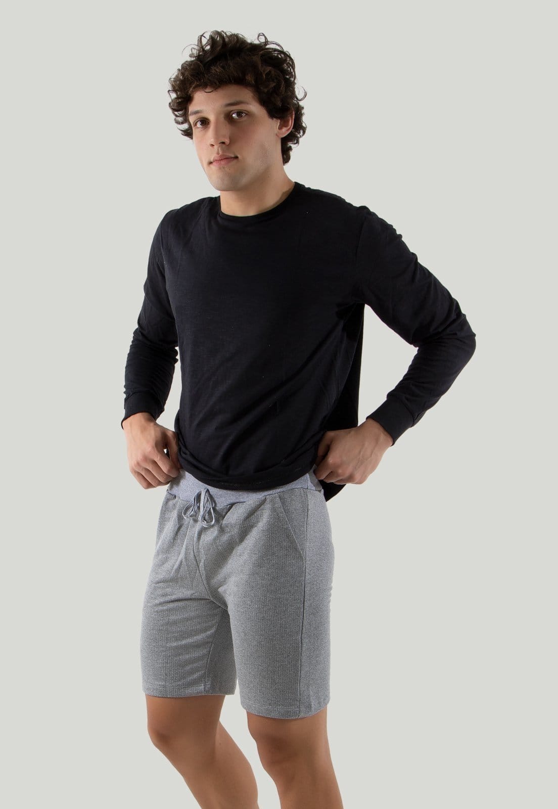 Vista 2 Bermuda Moletom Mescla Rioutlet cinza