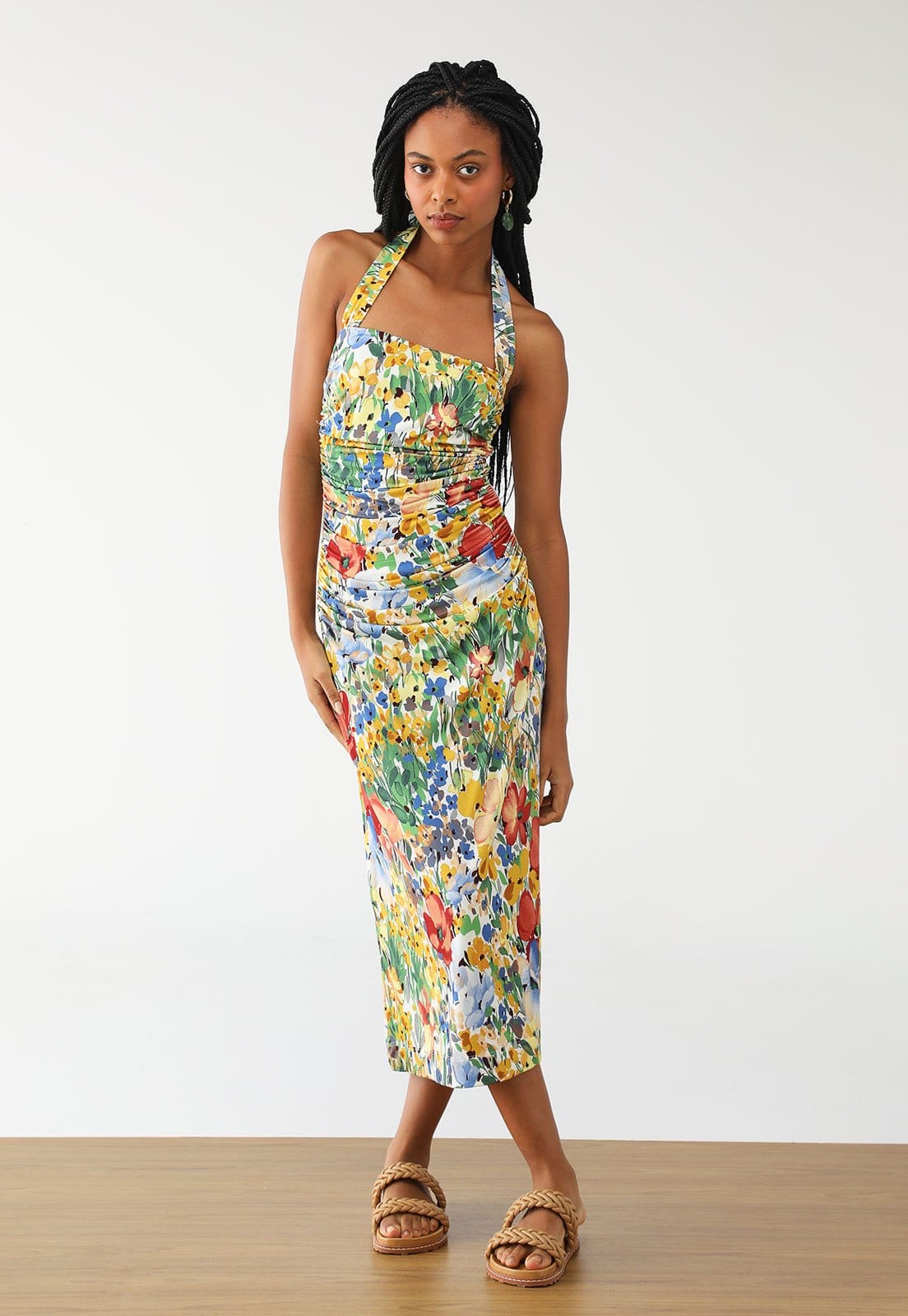 Vestido FARM Midi Camponesa Off-White