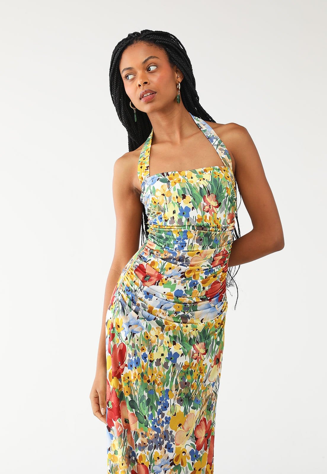 Vista 2 Vestido FARM Midi Camponesa Off-White FARM off-white white