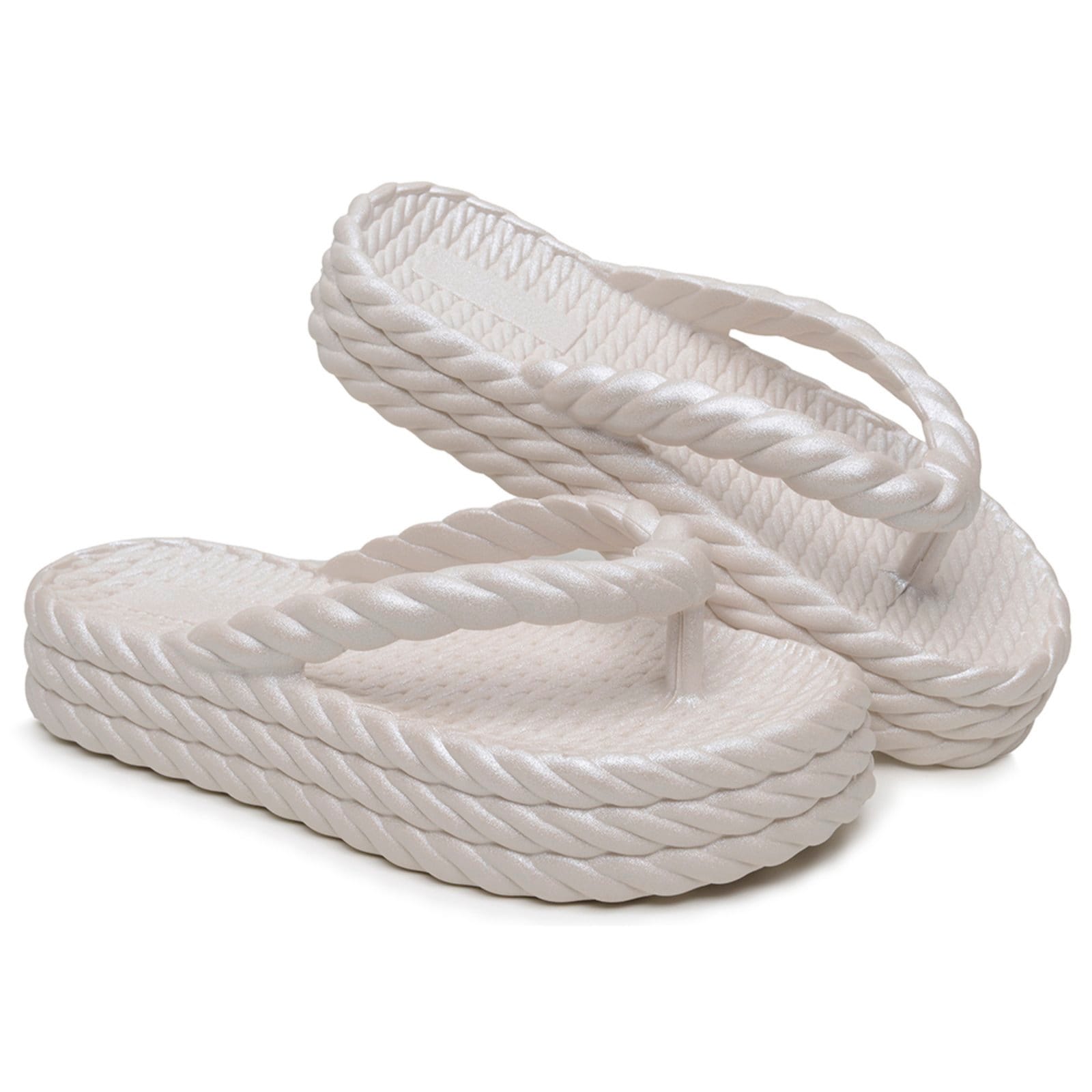 Chinelo Feminino Anna Andrade Sandália Plataforma Casual De Dedo Elegante Metalizada