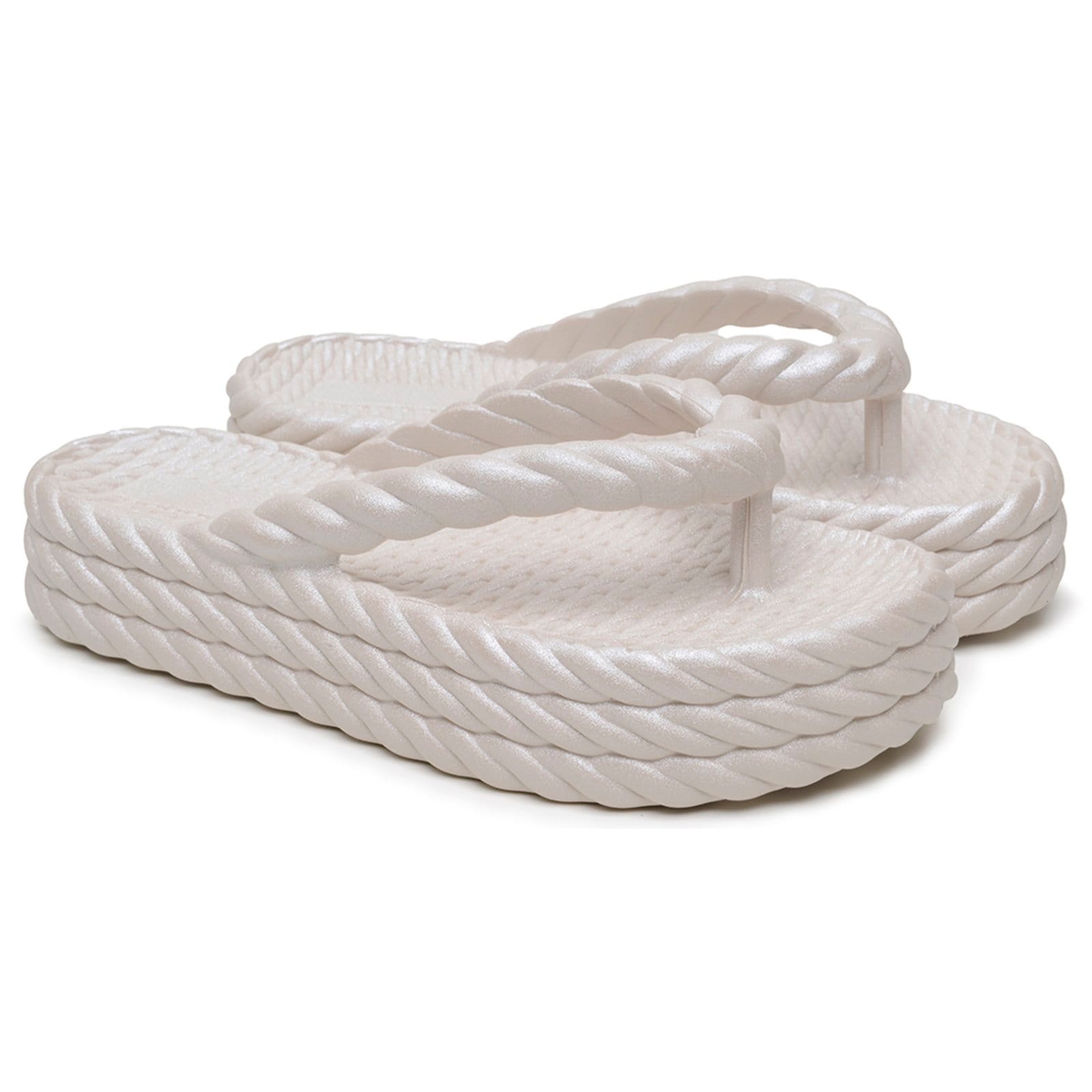 Vista 2 Chinelo Feminino Anna Andrade Sandália Plataforma Casual De Dedo Elegante Metalizada Anna Andrade prata