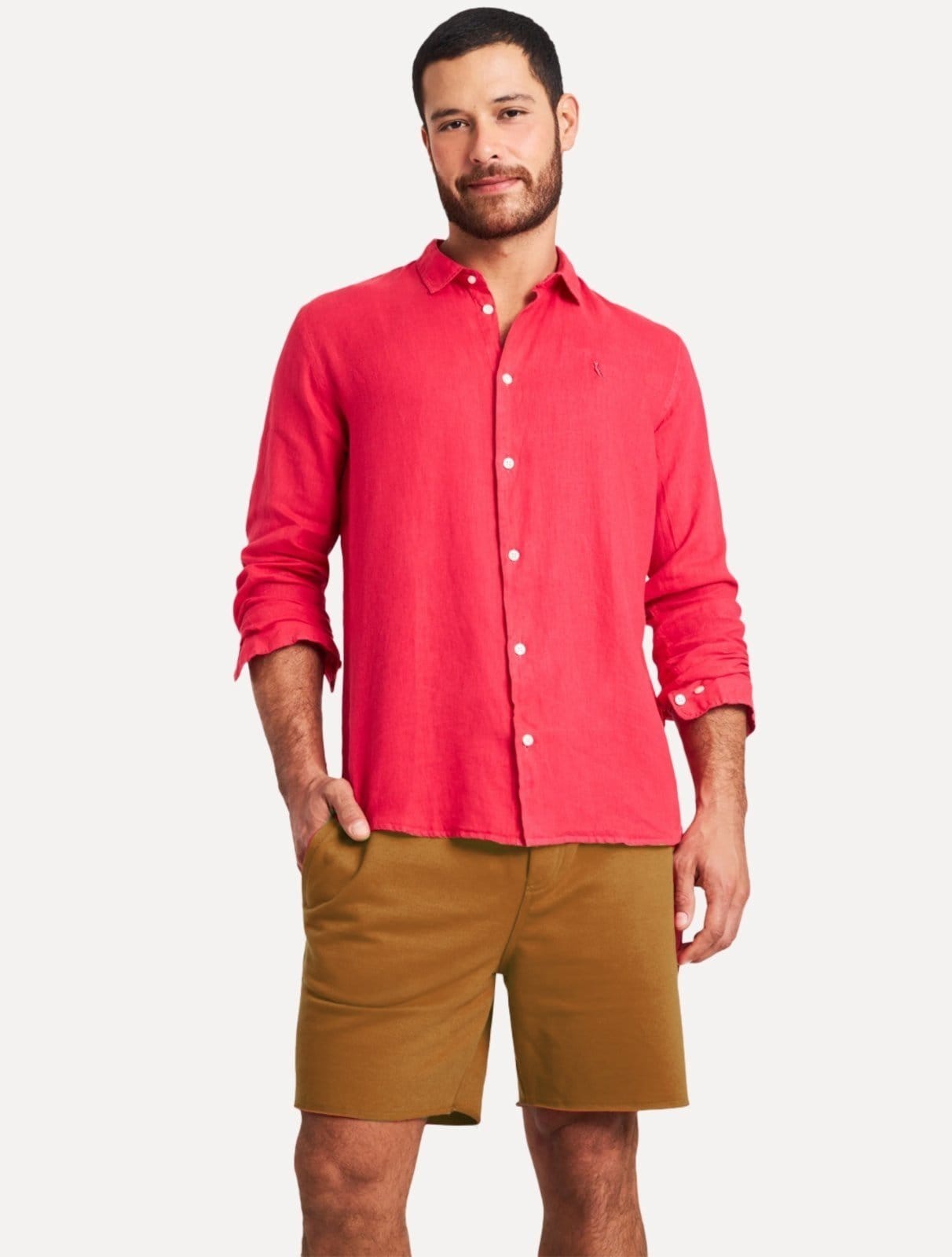 Vista 2 Bermuda Reserva Masculina Moletom Basica New Escuro Reserva cáqui