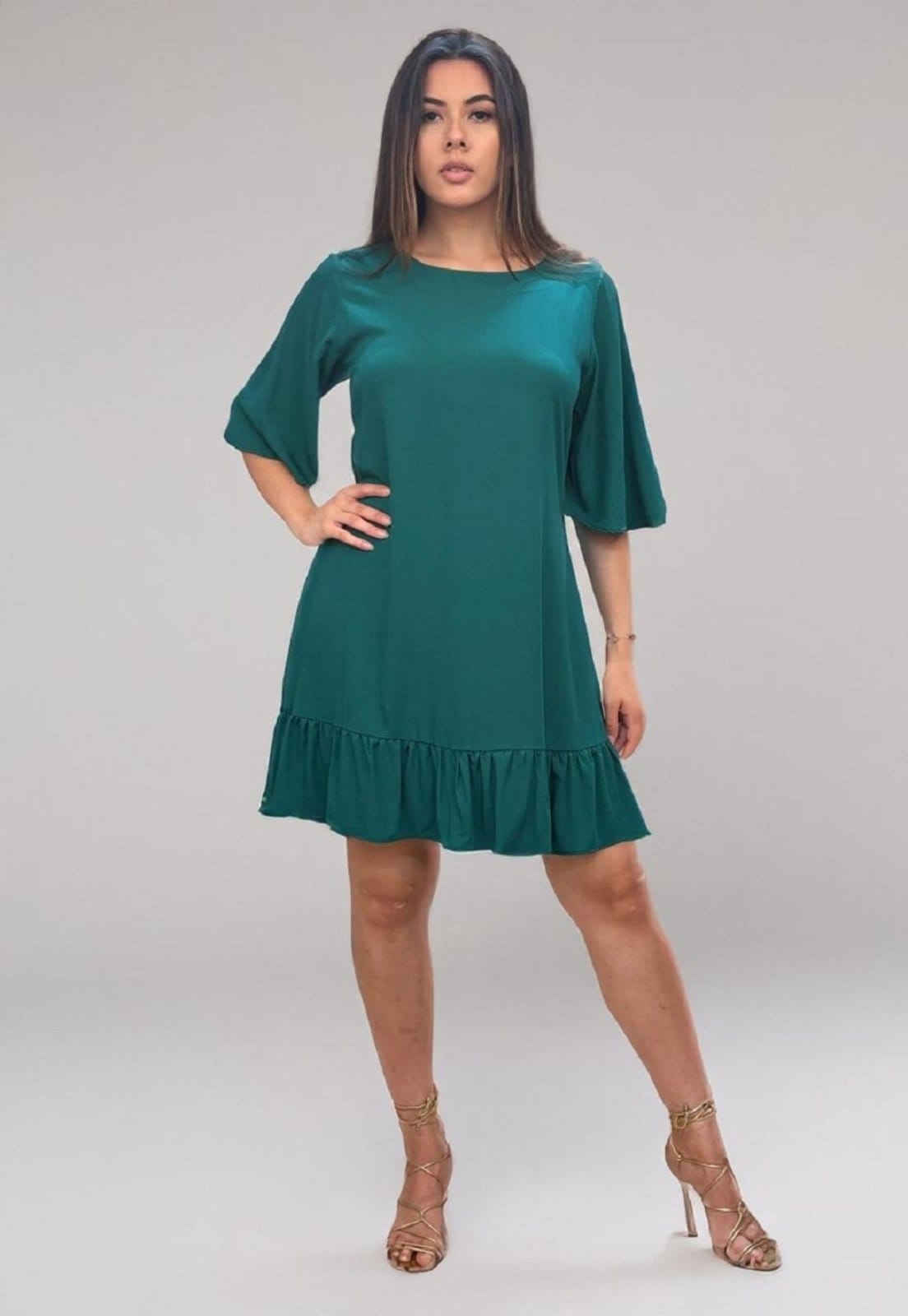 Vista 2 Vestido Curto Viscose Estampa Musgo Amazonia Vital verde