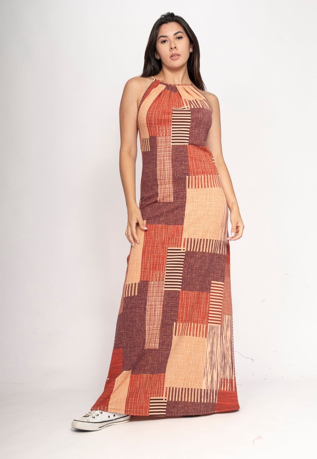 Vestido Amaoznia Vital Longo Eirapuã Malha Trapézio Tramas do Sol