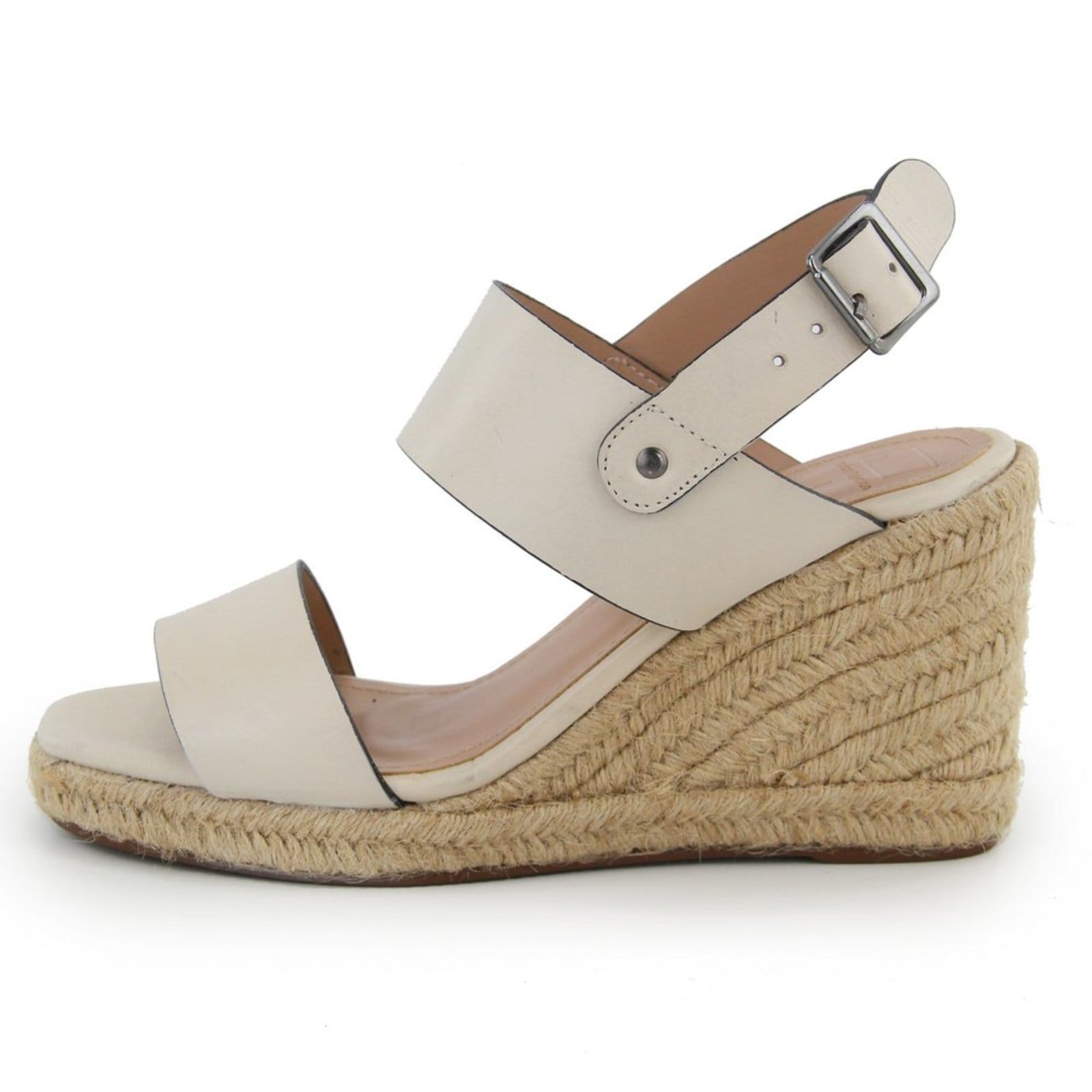 Sandália Em Couro Anabela Maria Paula Tiras Largas Cordas Off White