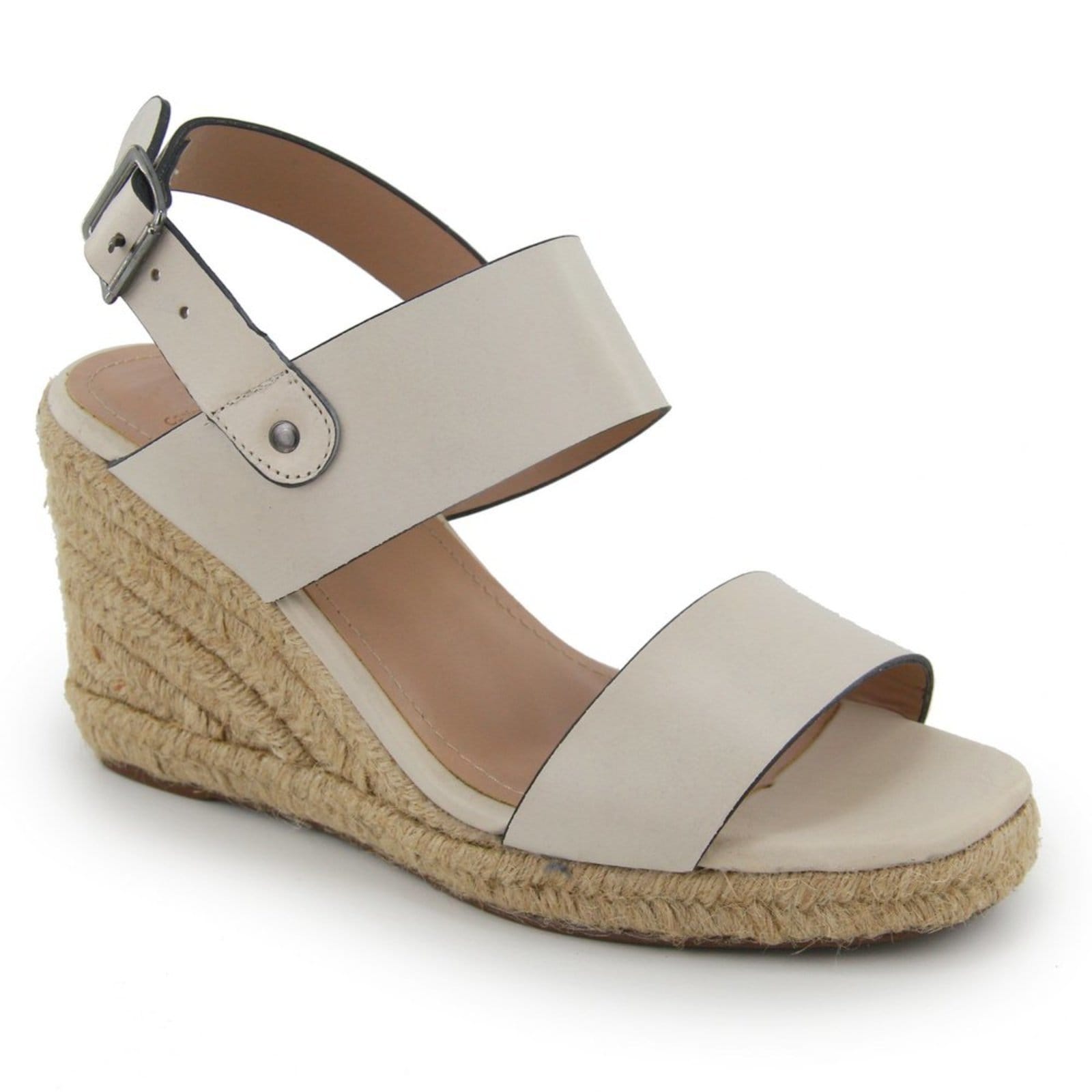 Vista 2 Sandália Em Couro Anabela Maria Paula Tiras Largas Cordas Off White MARIA PAULA off-white white