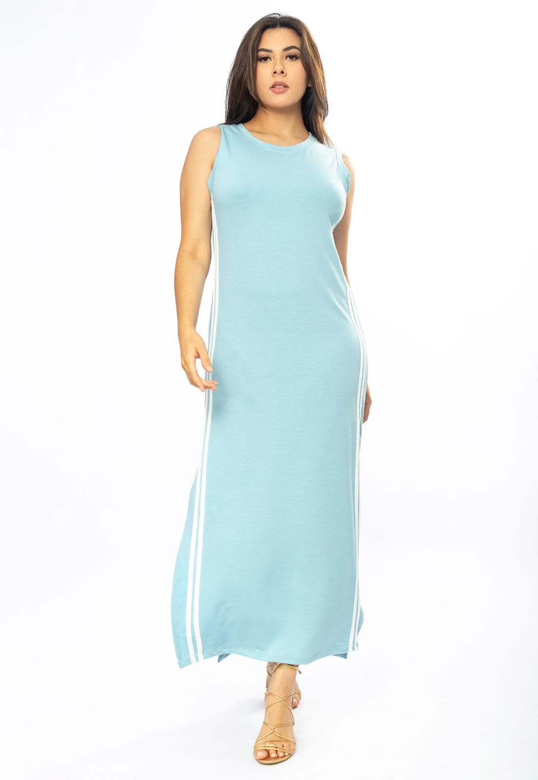 Vista 2 Vestido Amazônia Vital Midi Faixa Lateral Azul Amazonia Vital off-white azul