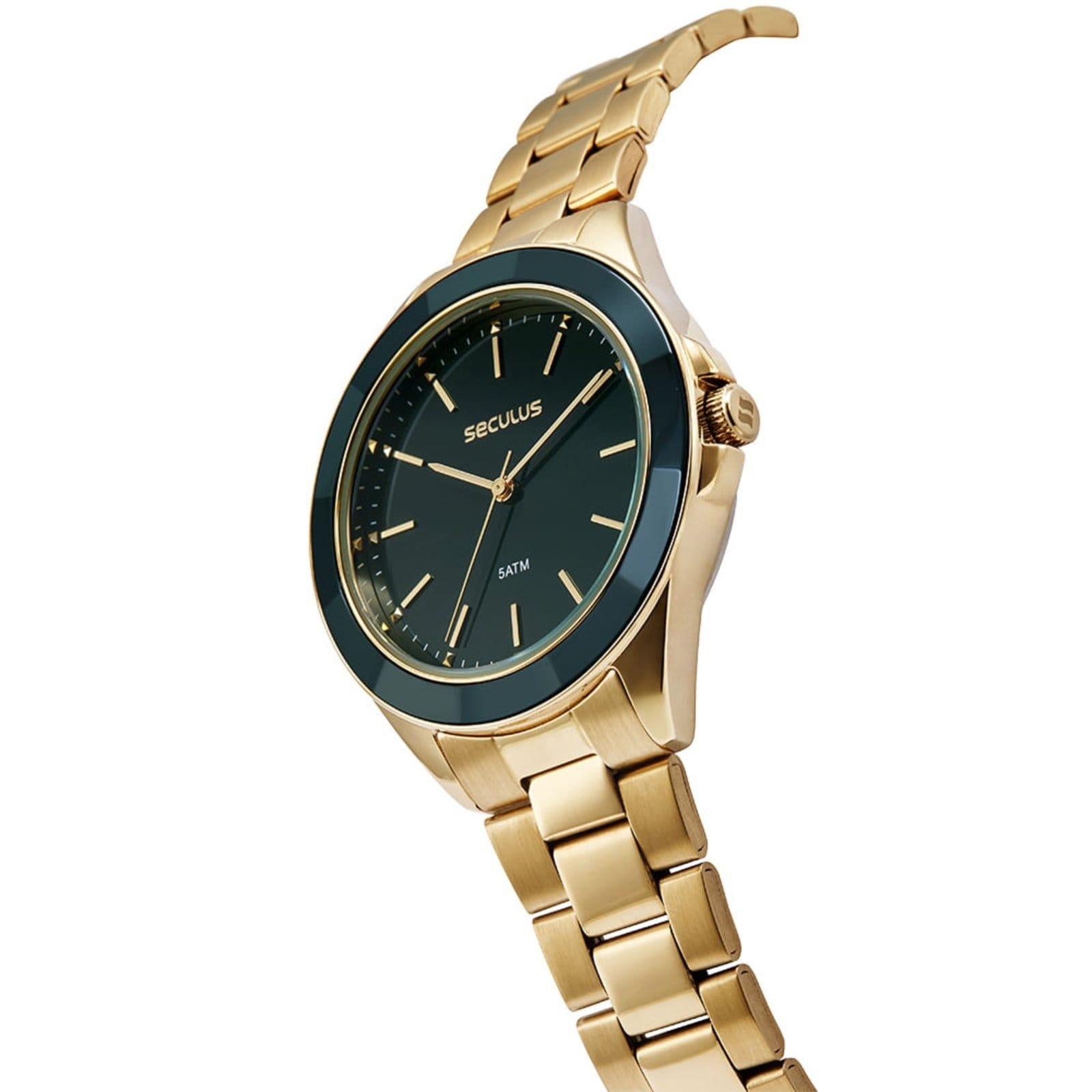 Vista 2 Relógio Feminino Seculus Aço em Cerâmica Seculus dourado