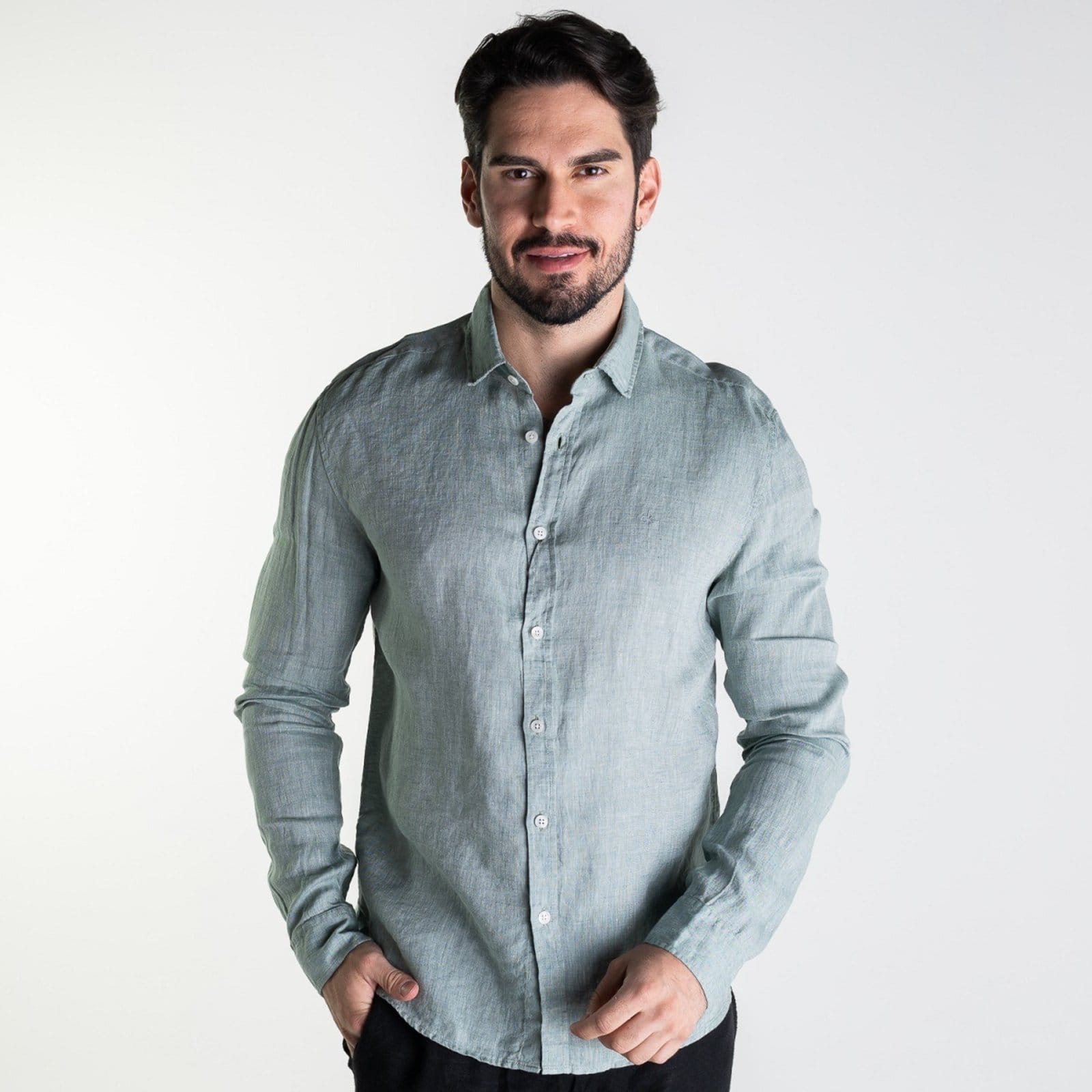 Camisa Calvin Klein Cannes Linen Linho