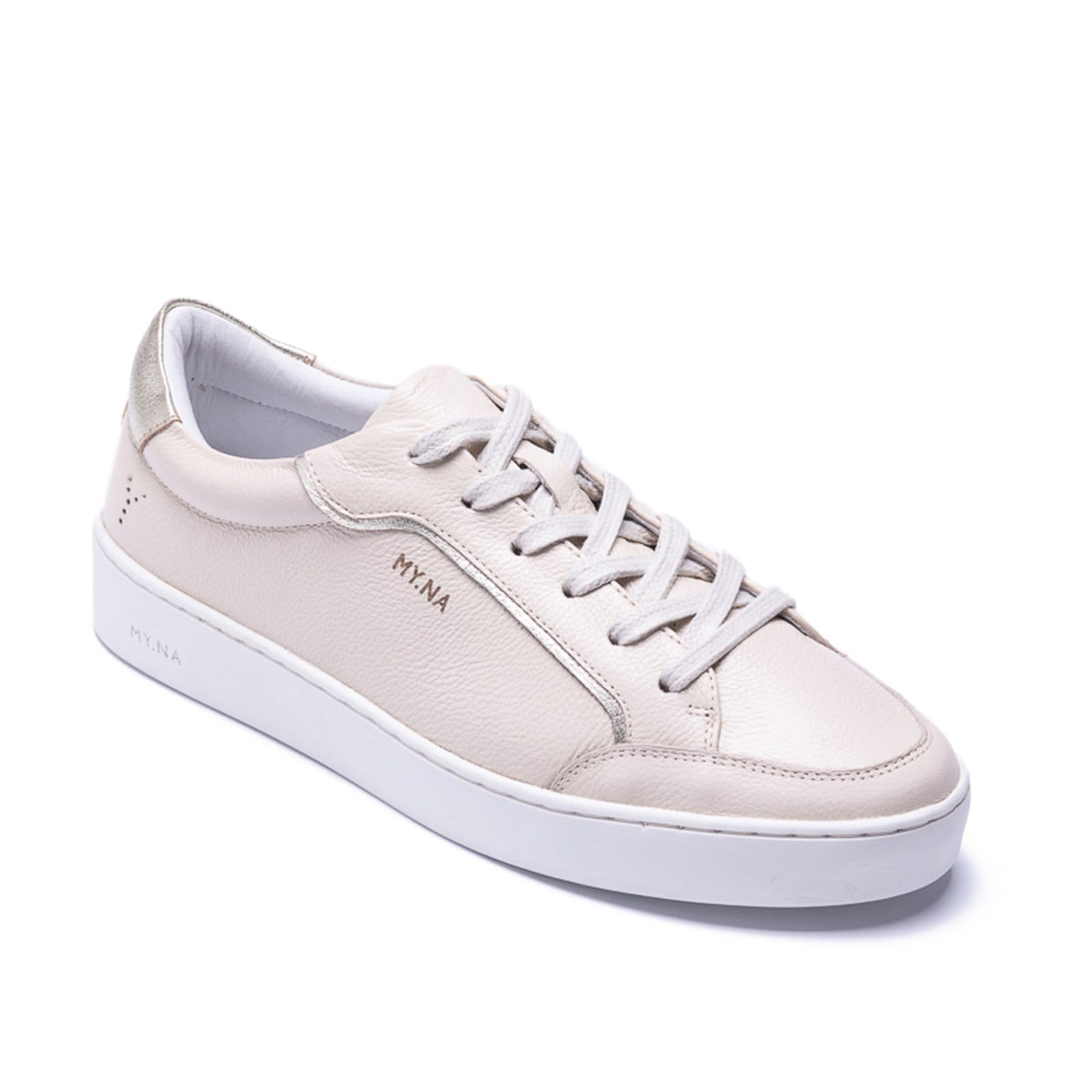 Vista principal Tênis MY.NA Y7 Couro Legítimo Off White com detalhes em Dourado MY.NA off-white white
