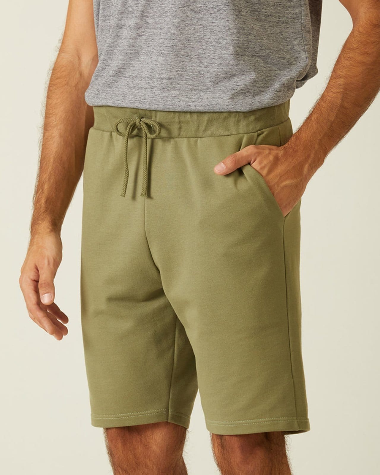 Vista 2 Bermuda Básica Masculina Cintura édia Em Moletom Sem Flanela Malwee verde