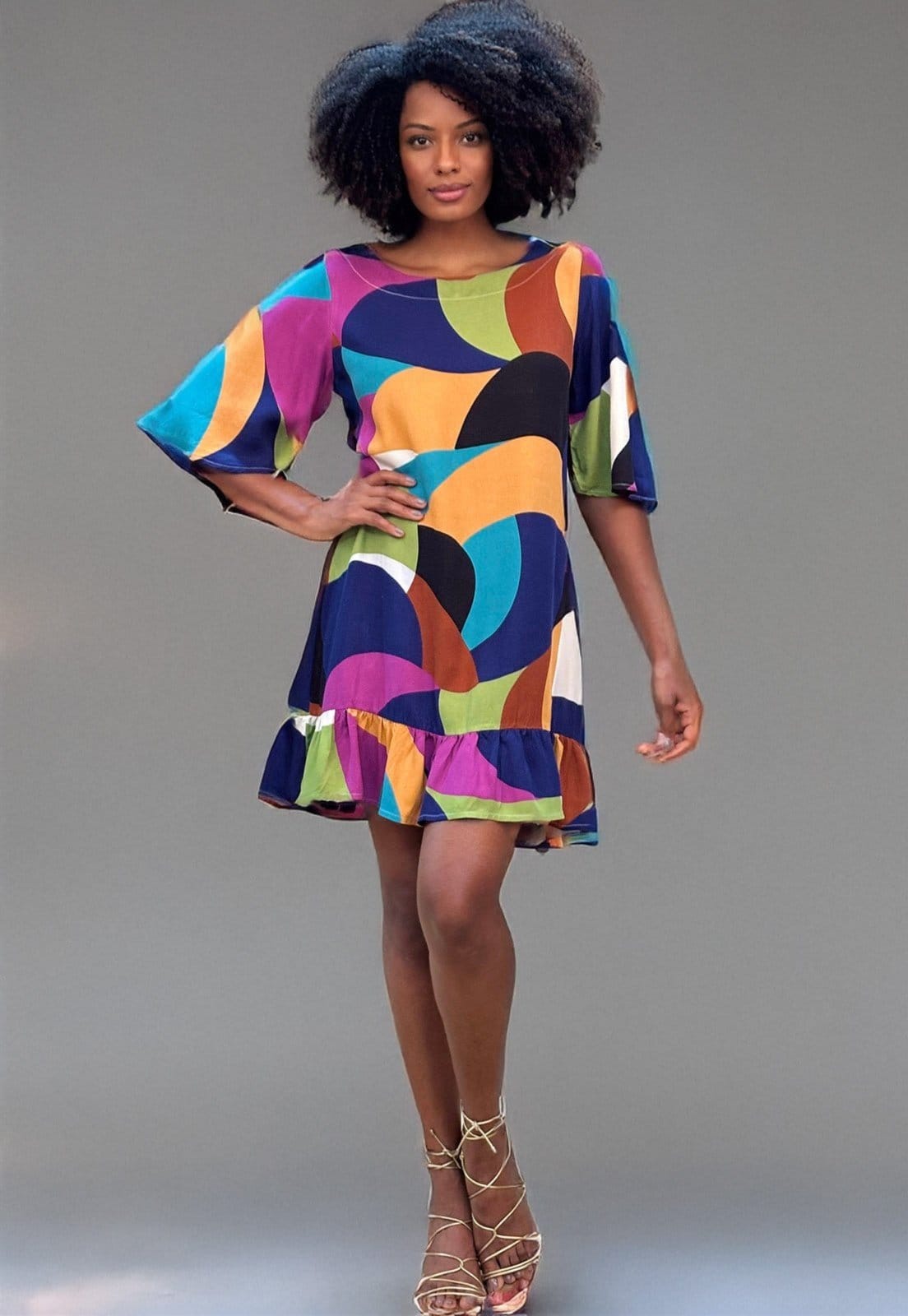 Vestido Amazonia Vital Curto Viscose Estampa Jardim