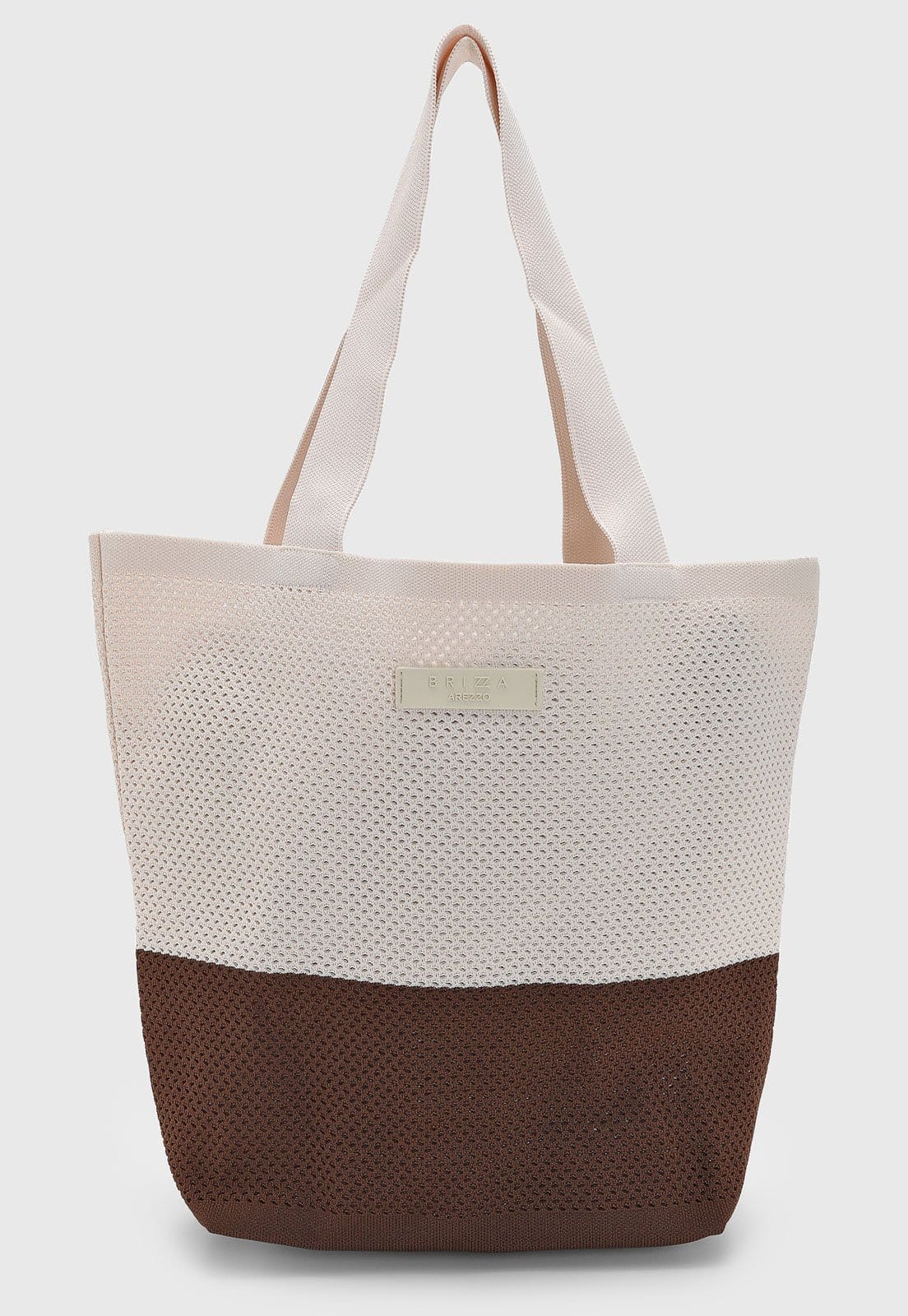 Bolsa Feminina Brizza Arezzo Grande Textura Telada Off-White