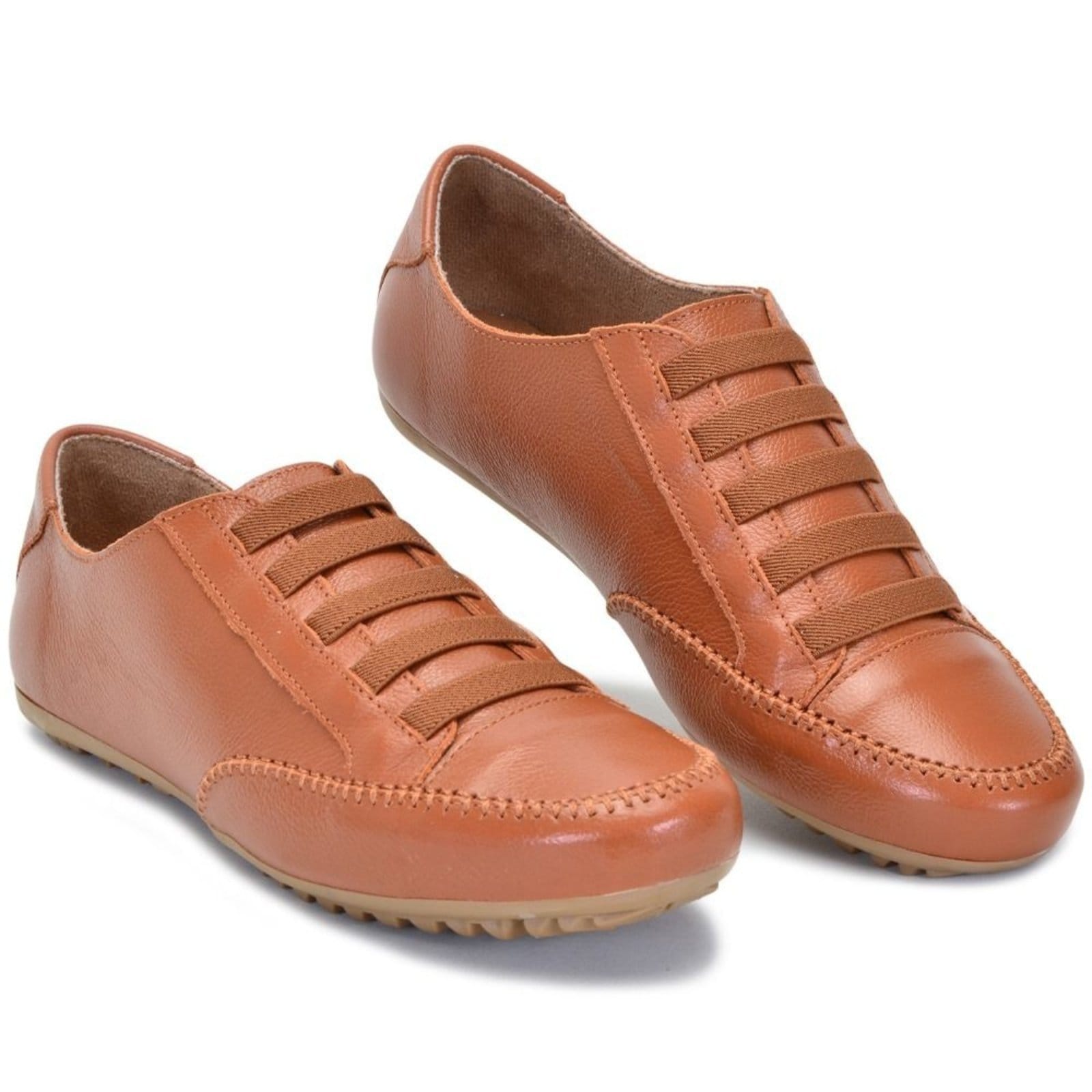 Vista 2 Sapatênis Feminino Confort De Couro Caramelo ROMEU E JULIETA SHOES marrom