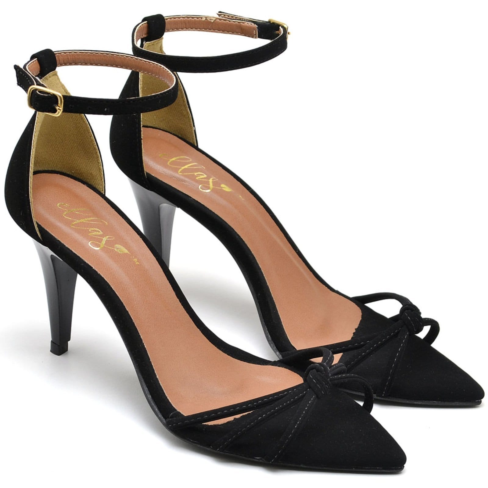 Sandália Bico Folha Salto Médio Em Couro Ella's