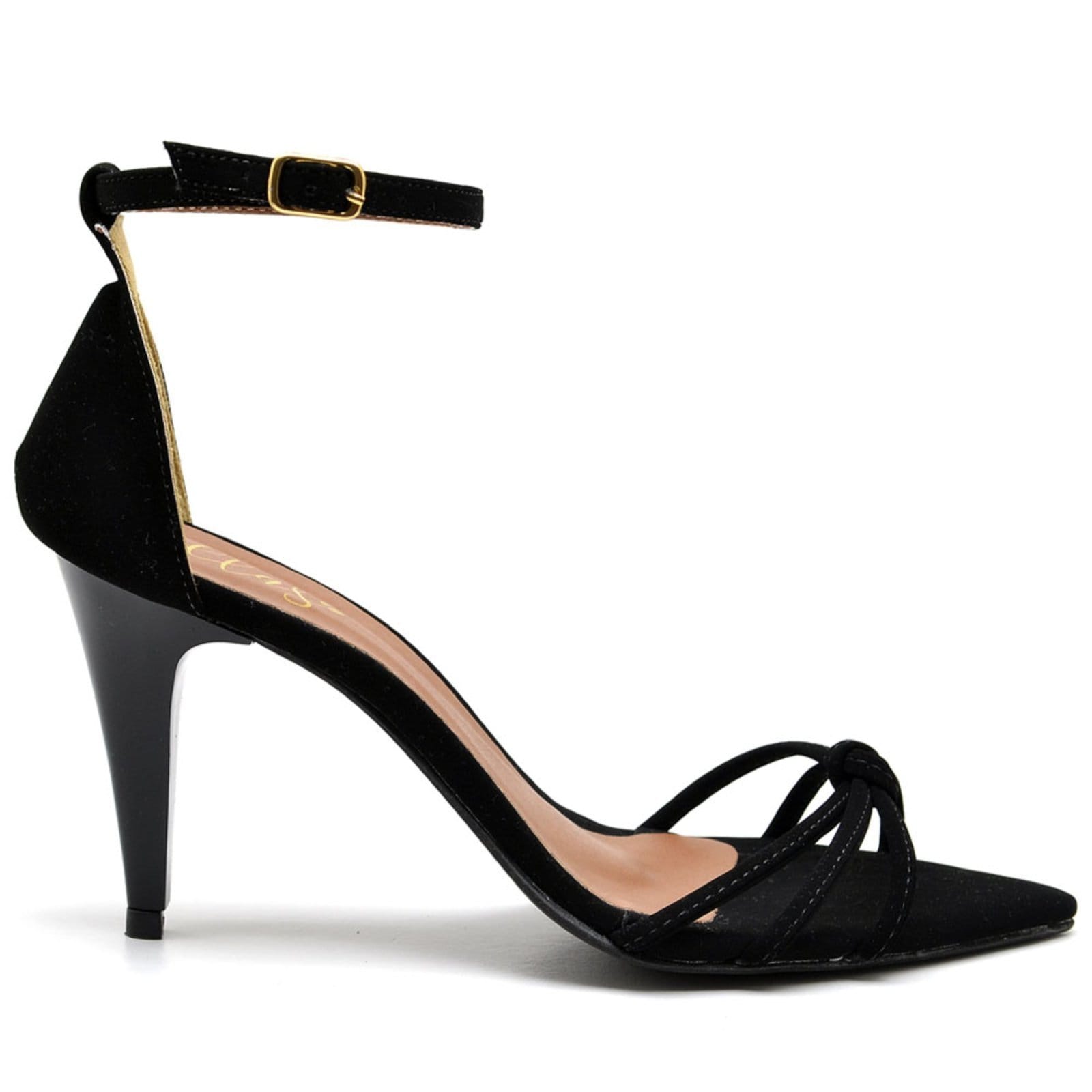 Vista 2 Sandália Bico Folha Salto Médio Em Couro Ella's ZAFREM preto