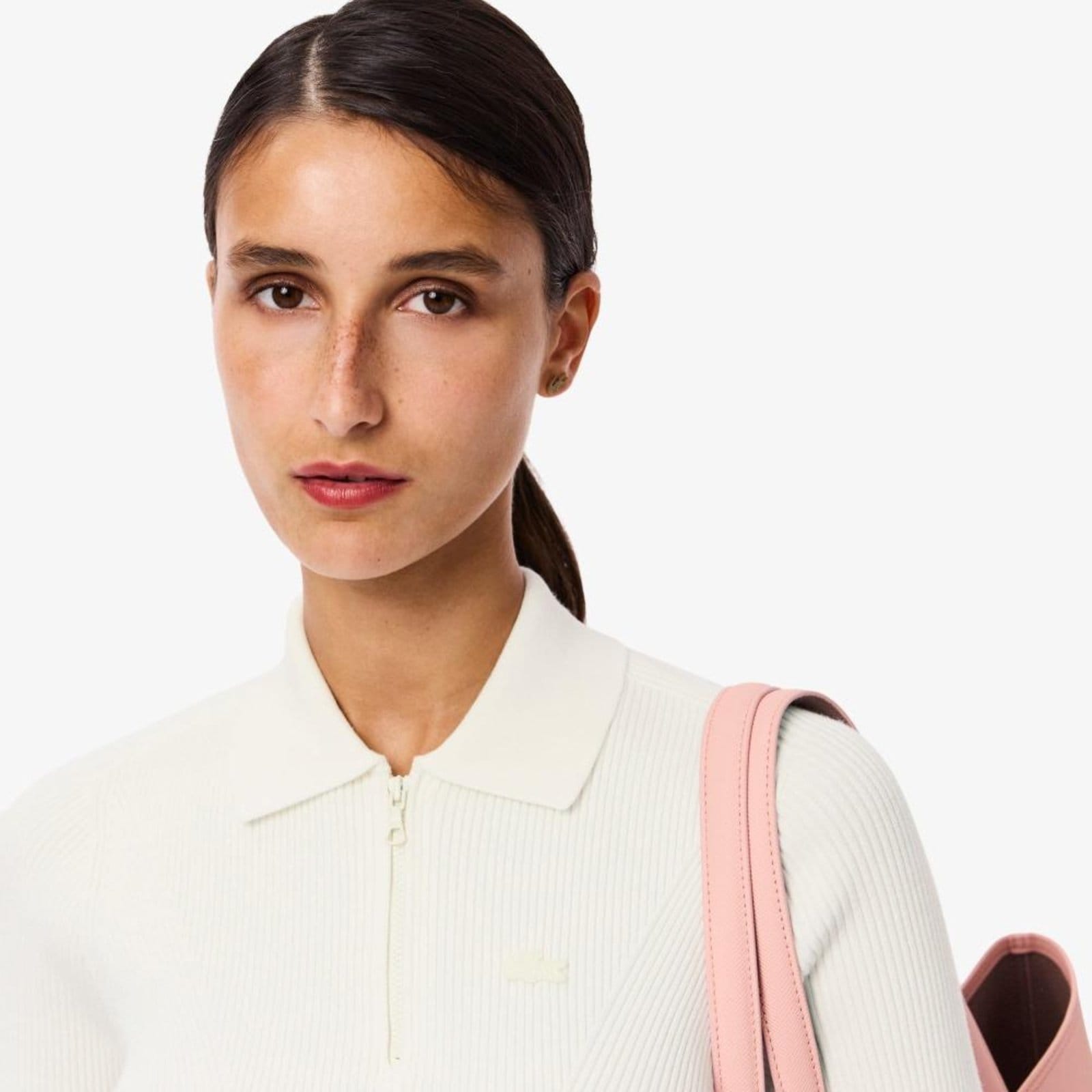 Vista 2 Polo em Tricô Canelado 3D Lacoste branco