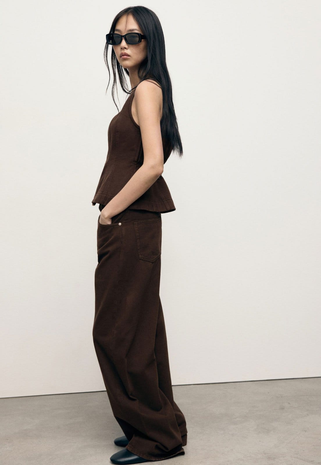 Vista 2 Calça Feminina Mango Charlot Mango marrom