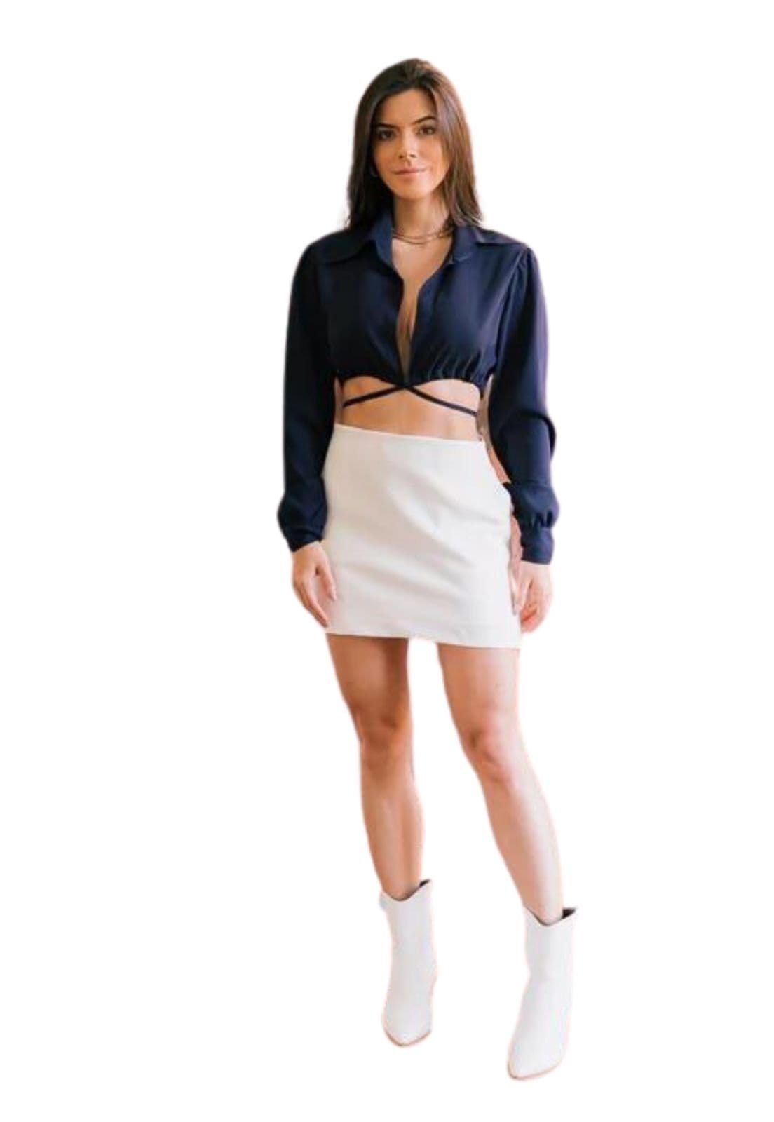 Vista 2 Short Saia Live Ano Novo Réveillon Cia do Vestido branco