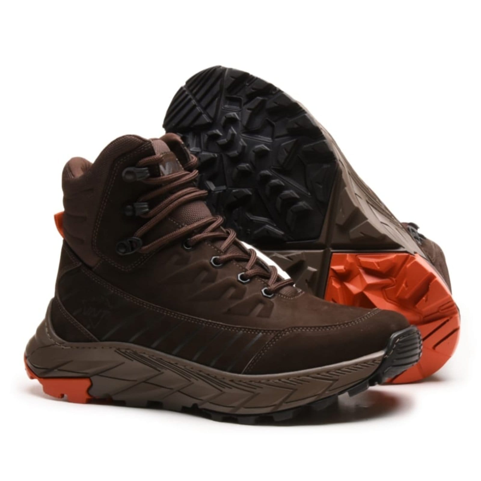 Vista principal Coturno Adventure Masculino De Couro Sola Borracha Confortável Alta Qualidade CARMELO SHOES marrom