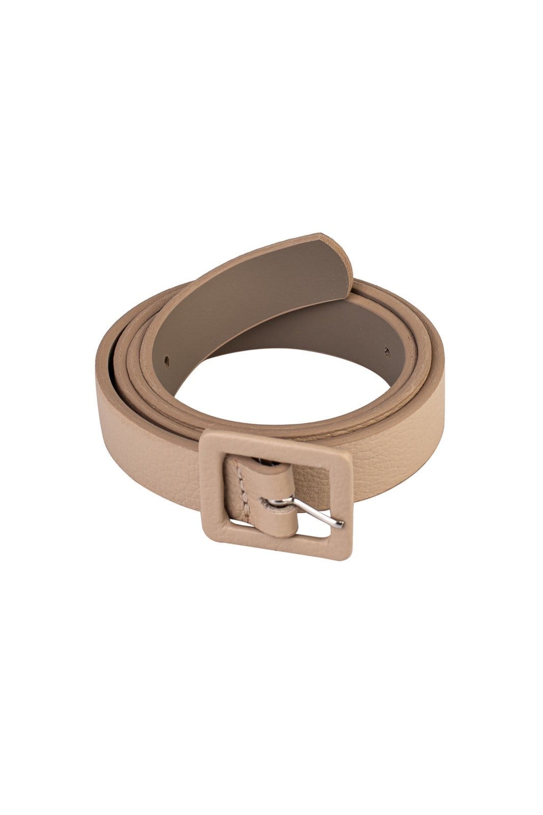 Vista 2 Cinto feminino de couro liso Bella Andrea Vinci bege