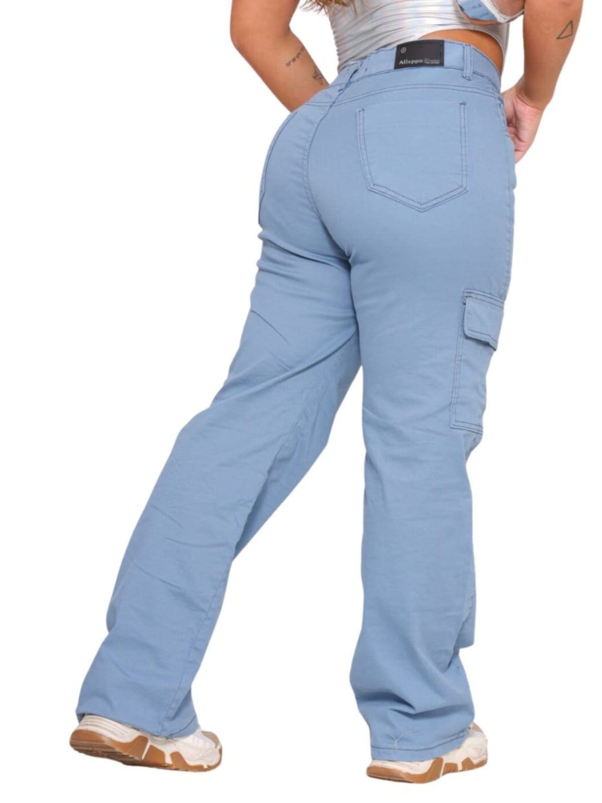 Vista 2 Calça Feminina Jeans Light Cargo Claro JEANS LIGHT azul