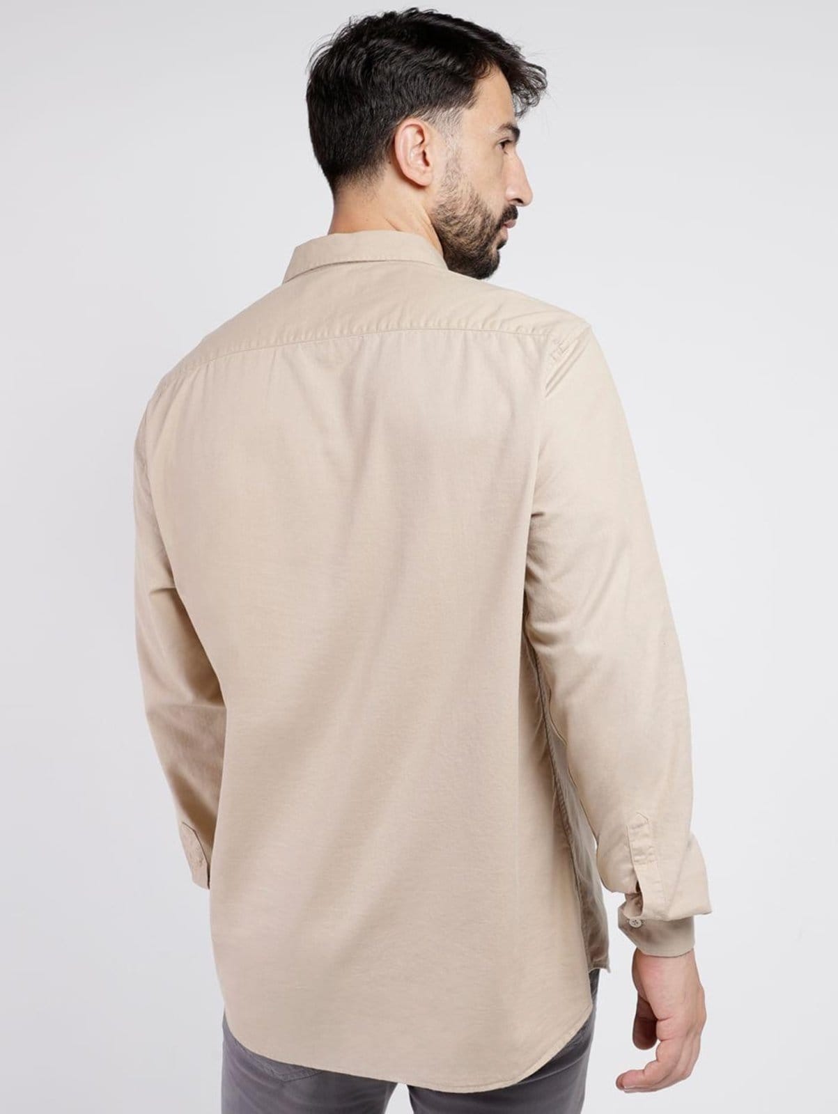 Vista 2 Camisa Manga Longa Masculina CAQUI Vels marrom caqui