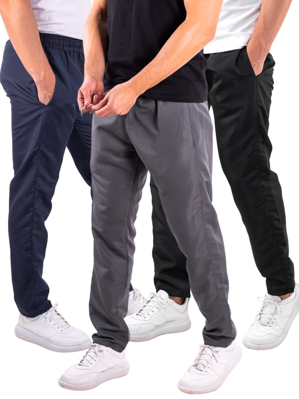 Kit 3 Calças Masculina Academia Treino Tactel com Bolsos Laterais