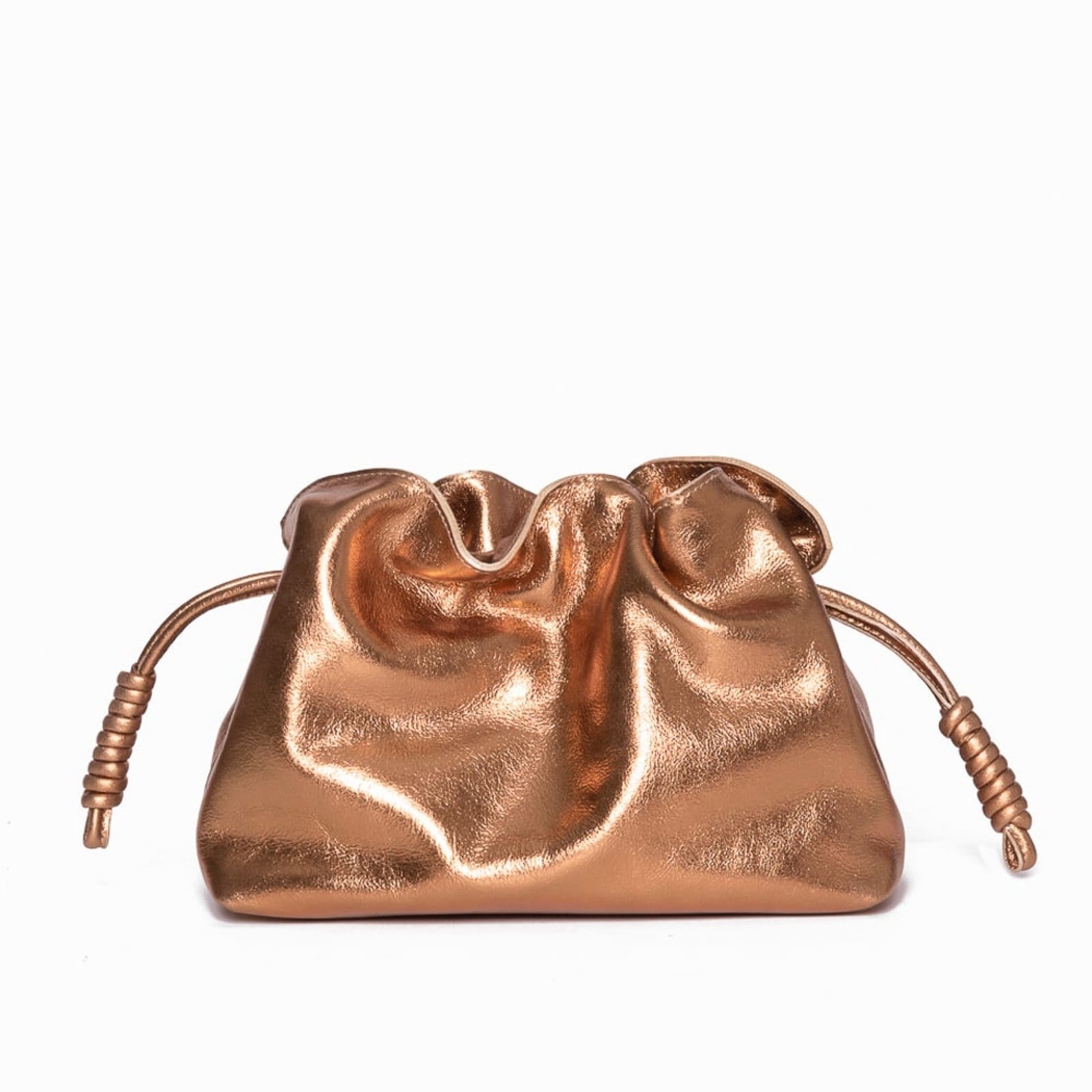 Vista 2 Bolsa MY.NA Saco Lorena em Couro Legítimo Ouro Velho MY.NA bronze