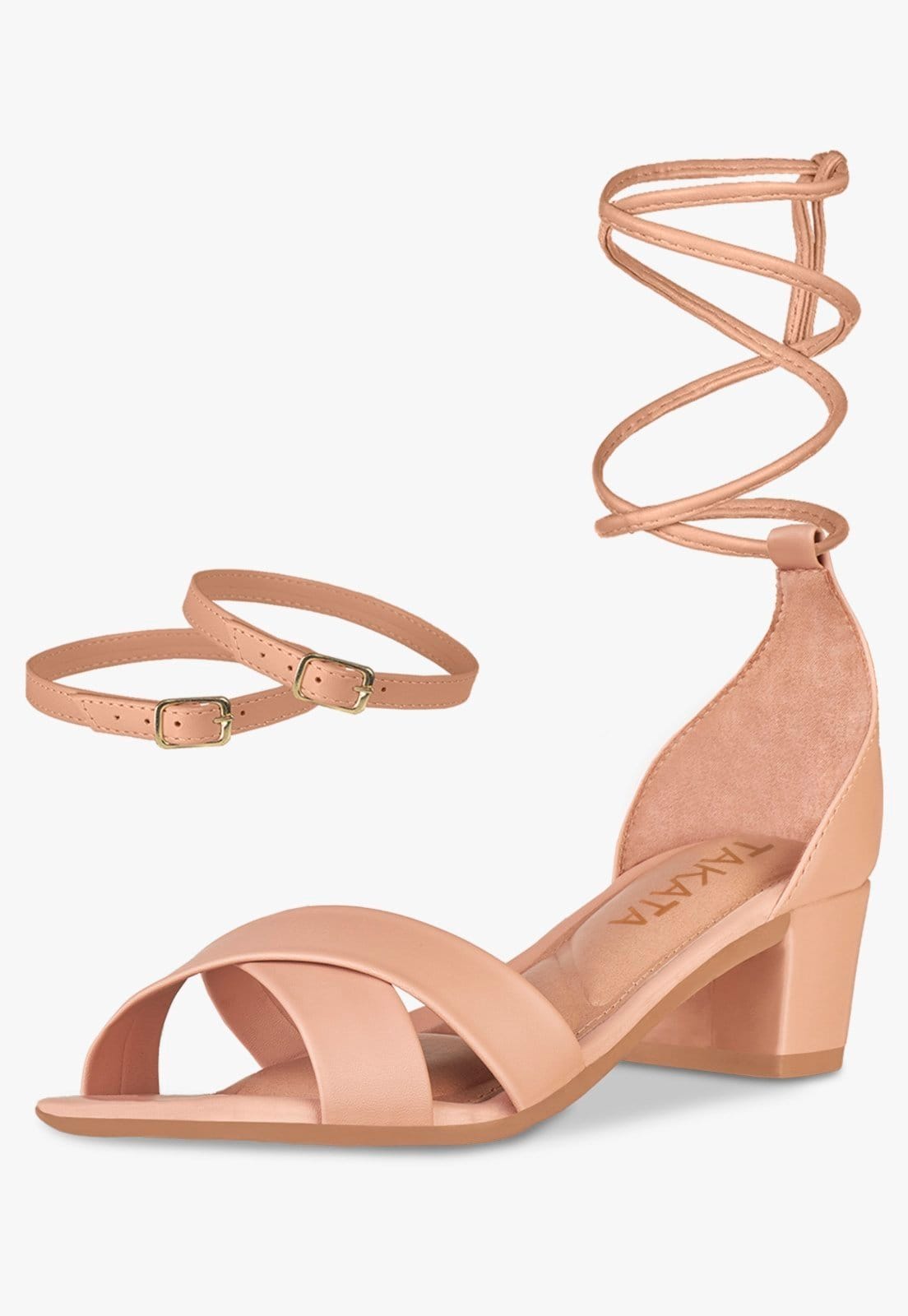 Sandalia Feminina Colorida Salto Baixo Grosso Amarração