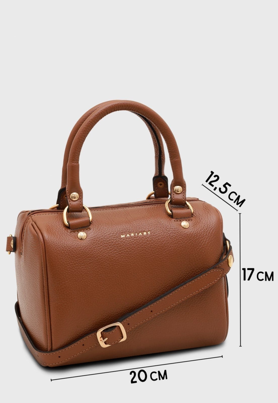 Vista 2 Bolsa Transversal Couro Mariart Iguaçu Camel Mariart caramelo