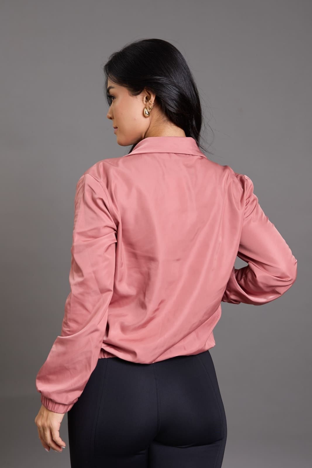 Vista 2 Jaqueta Poliéster Corta Vento Feminina Zíper Frontal Dialogo Rose DIALOGO rosê rose