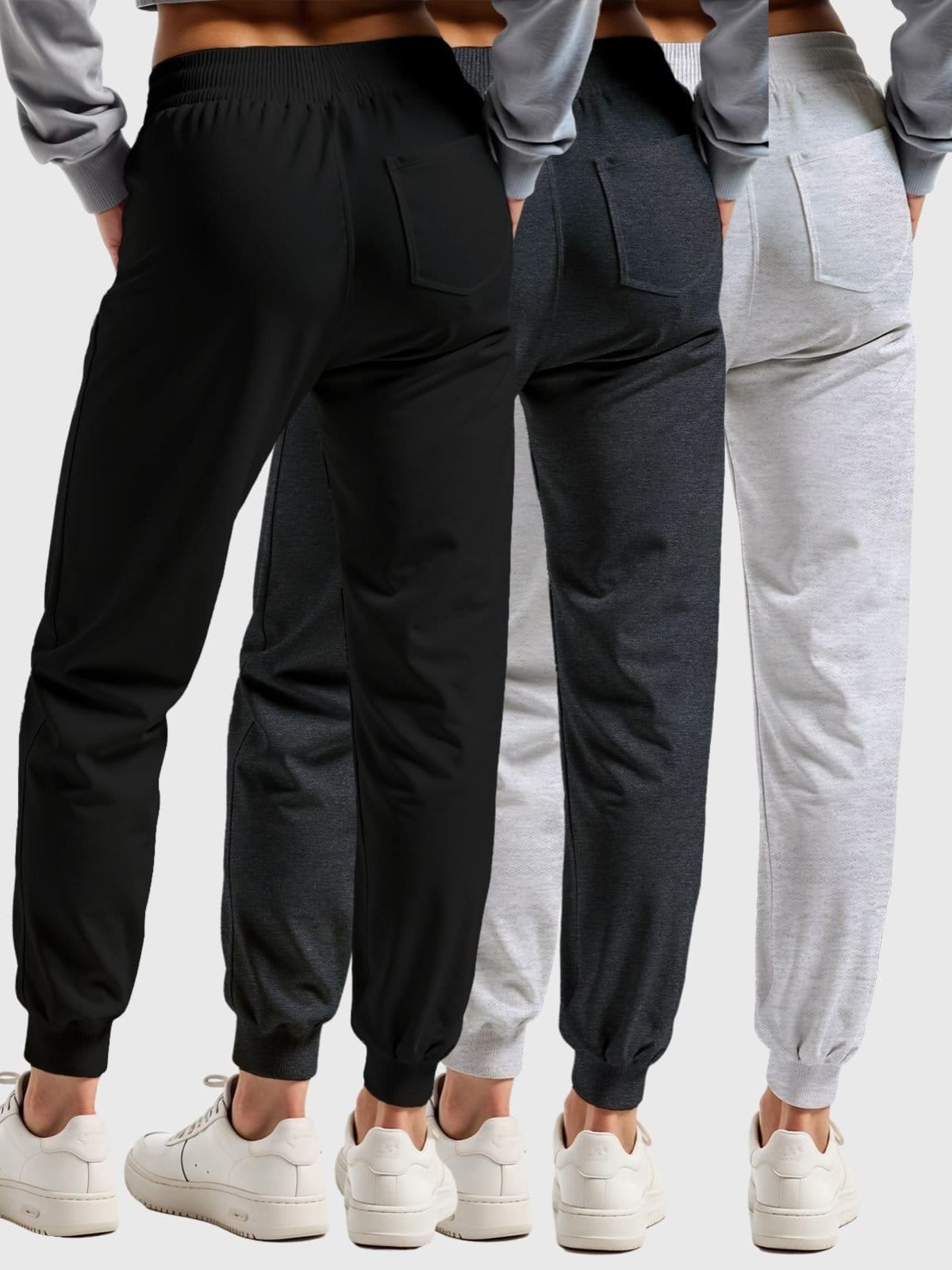 Vista 2 Kit 3 Calças Moletom Femininas Preto Chumbo Flaneladas Estilo, Conforto e Versatilidade Benellys cinza