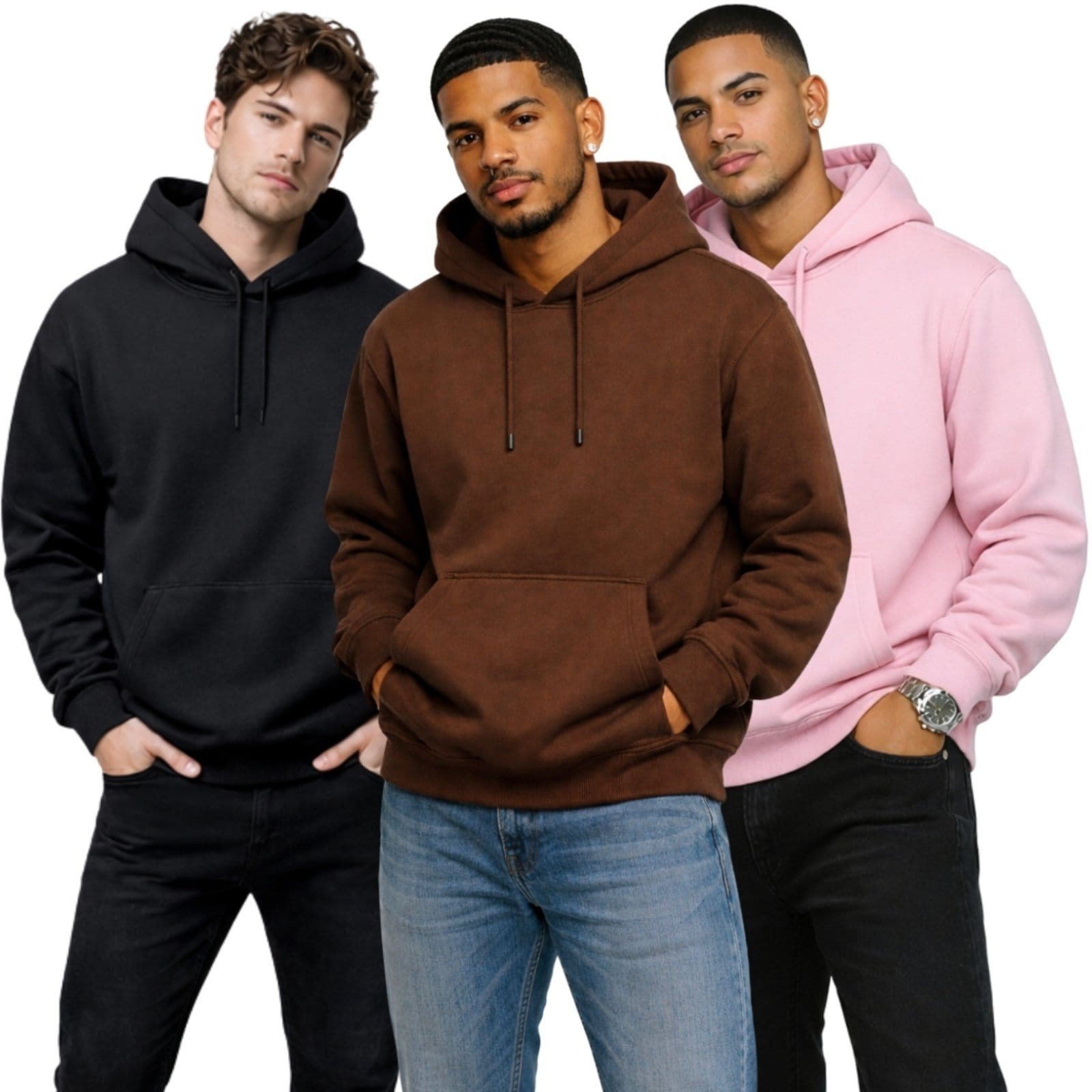 Kit 3 Moletom Modelo Canguru Com Capuz Masculino Liso