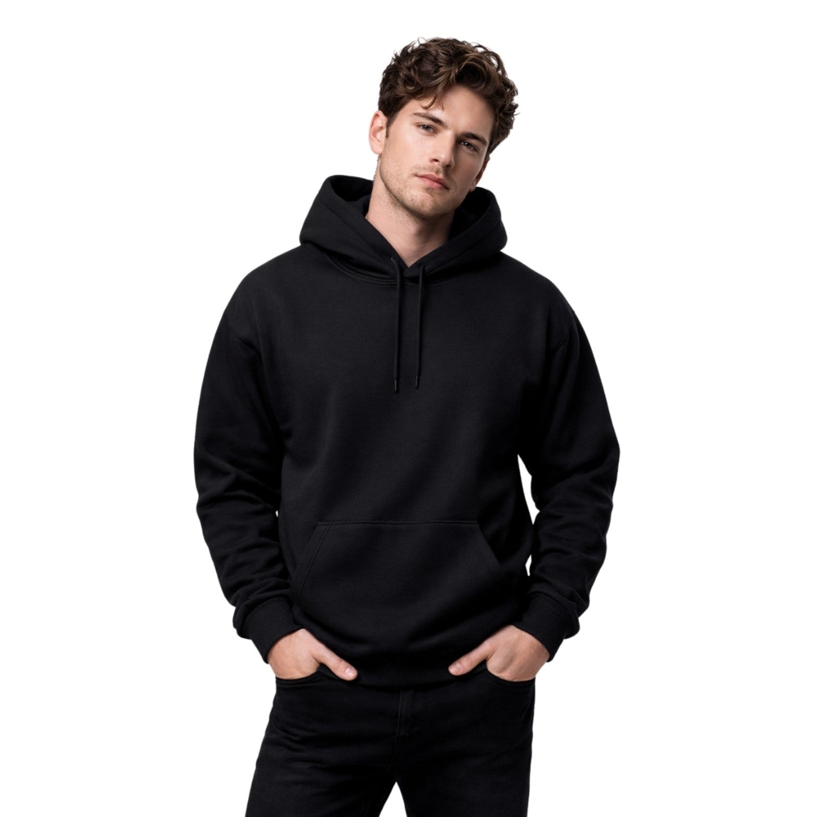 Vista 2 Kit 3 Moletom Modelo Canguru Com Capuz Masculino Liso Relaxado marrom