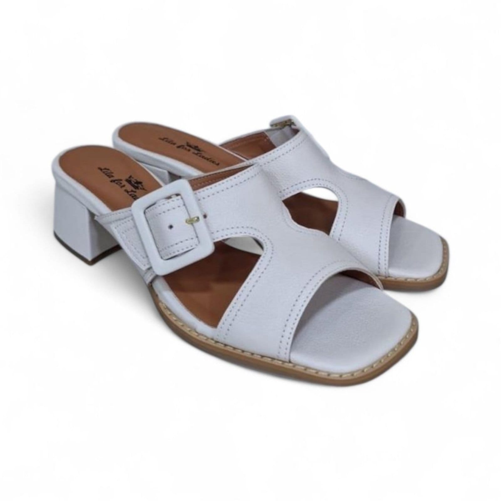 Vista 2 Tamanco Feminina Dinapoli em Couro 916-09 Off White Dinapoli off-white white
