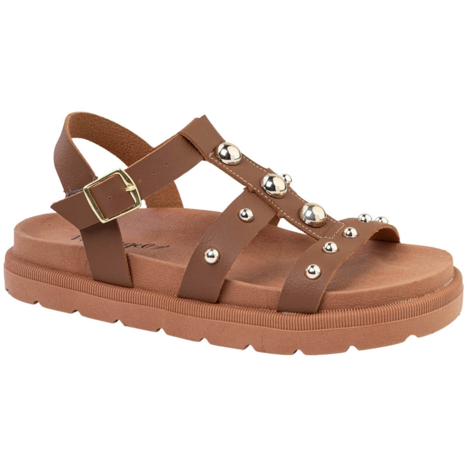 Sandália Feminina Papete Birk Tratorada Bolinhas Versátil Confortável Via Angel 83.03