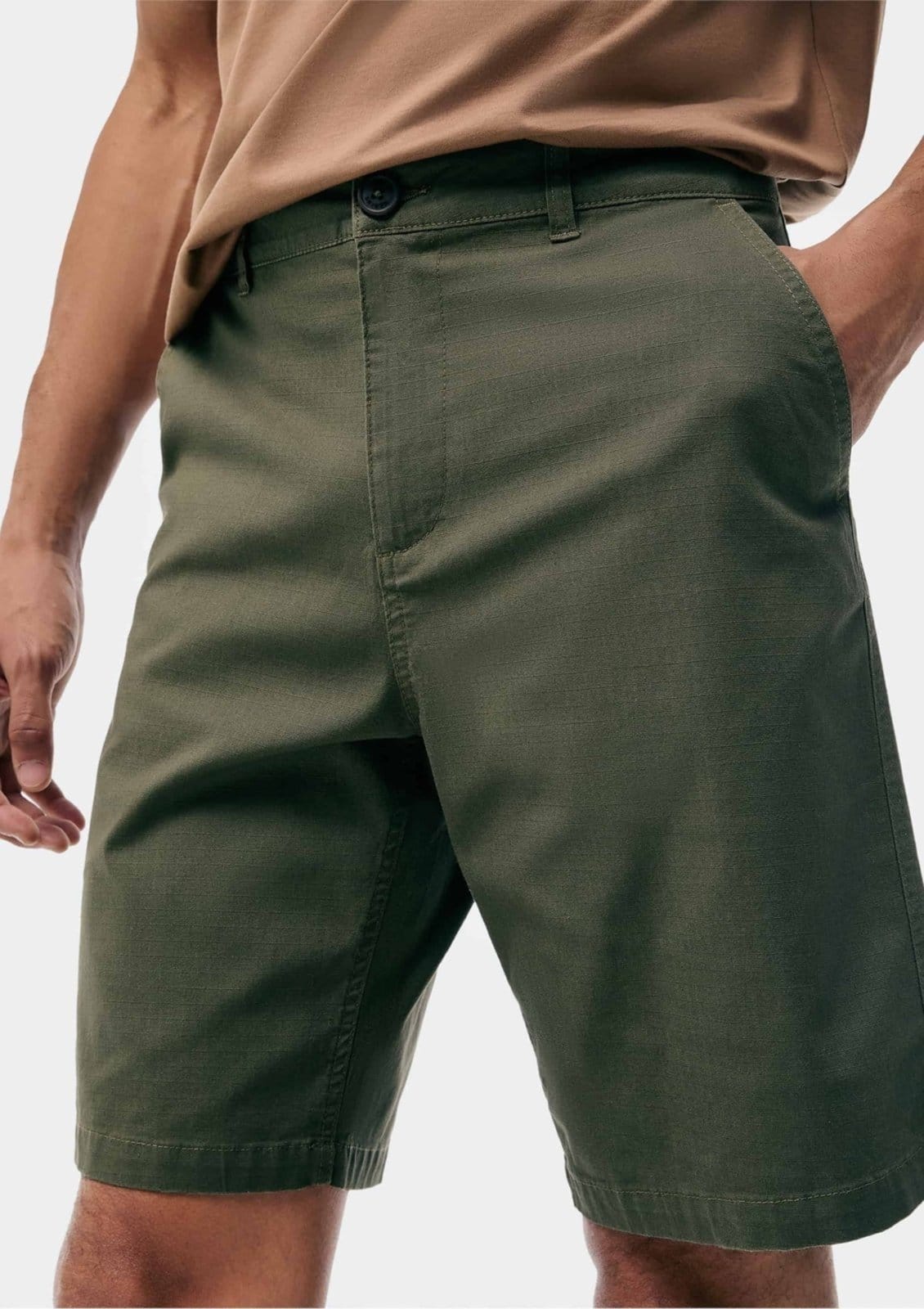 Vista 2 Bermuda Masculina Reta Em Sarja Hering bege