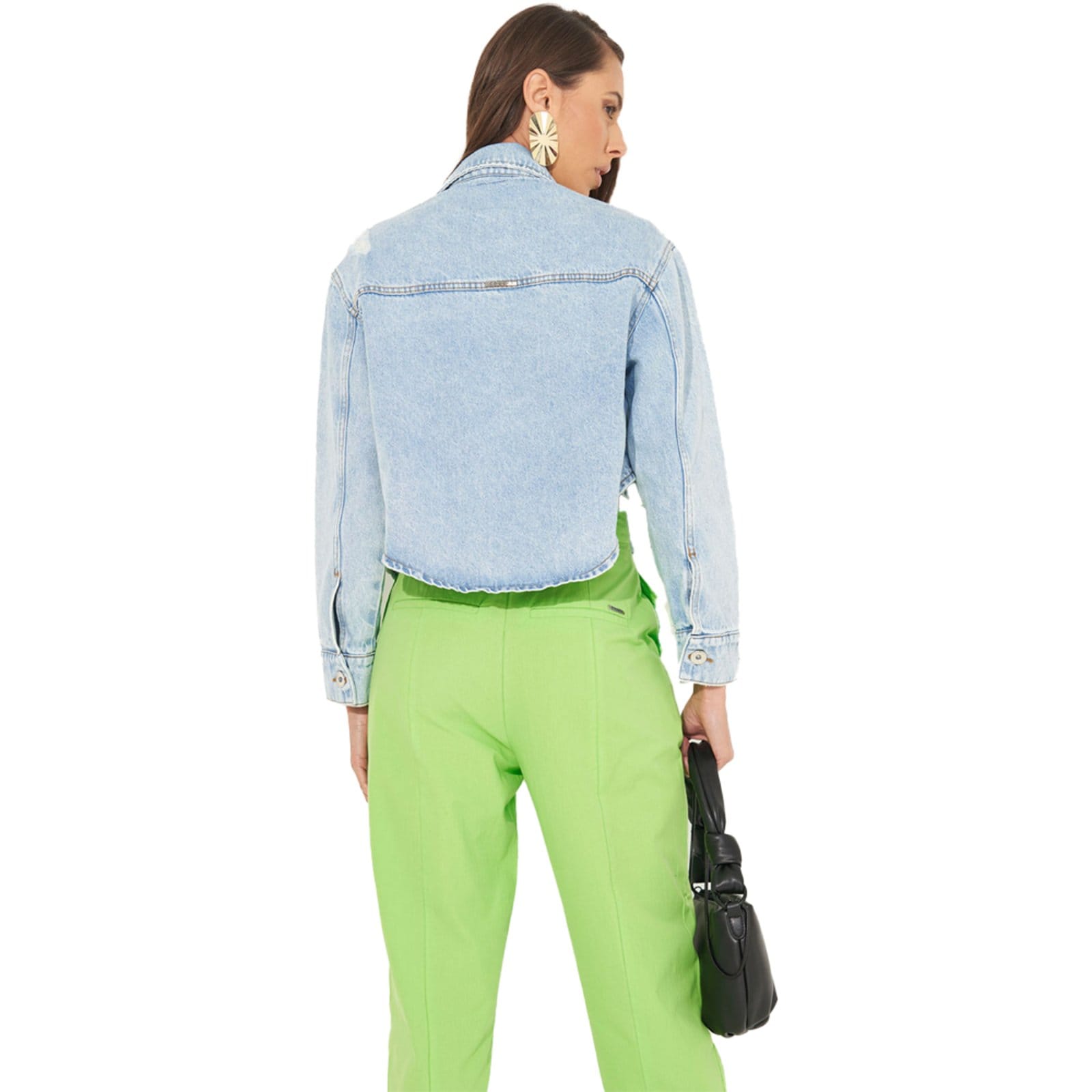 Vista 2 Jaqueta Jeans Colcci Chain IN23 Feminino Colcci azul