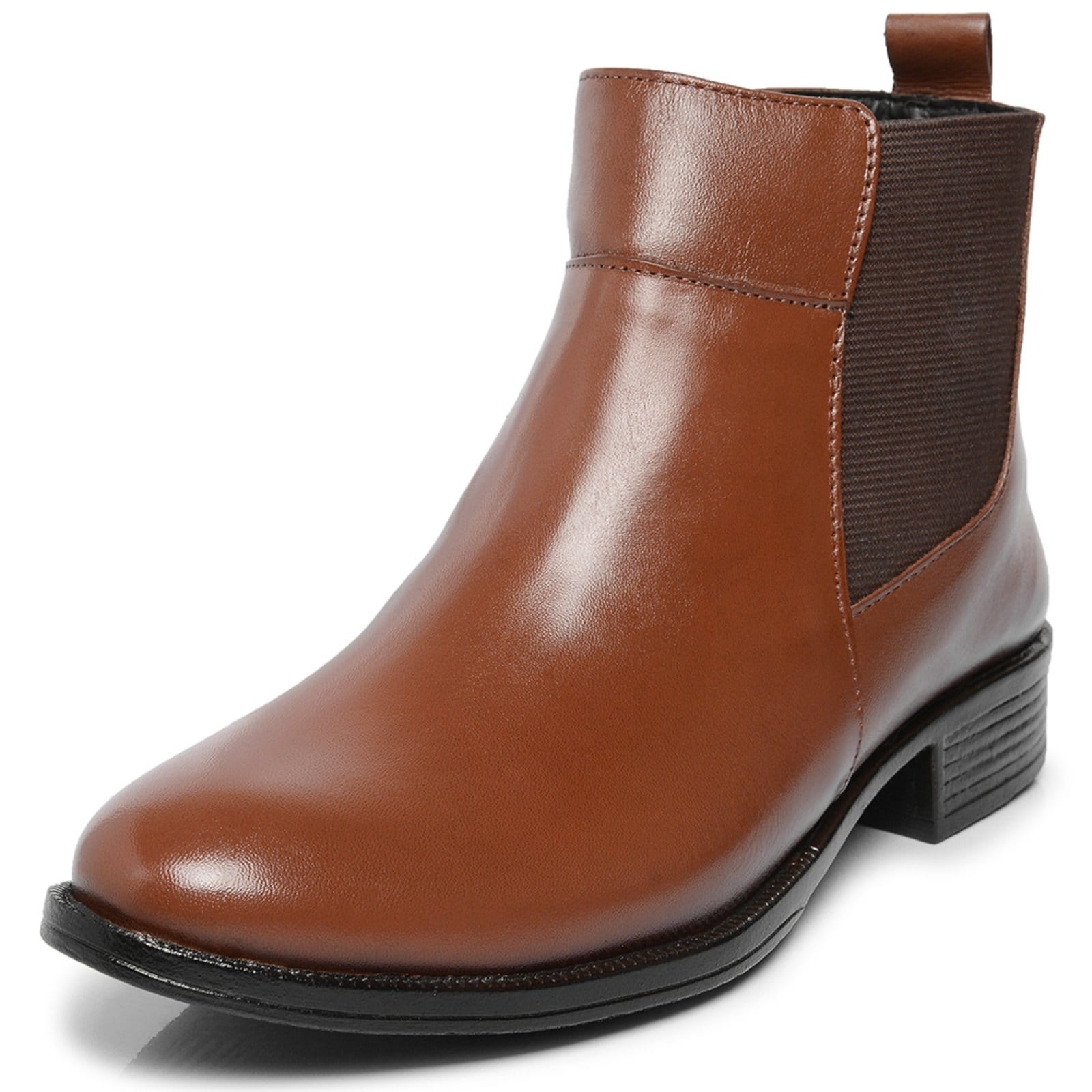 Vista 2 Bota Chelsea Cano Curto Feminina Ferrile Em Couro 5846 Ferrile café