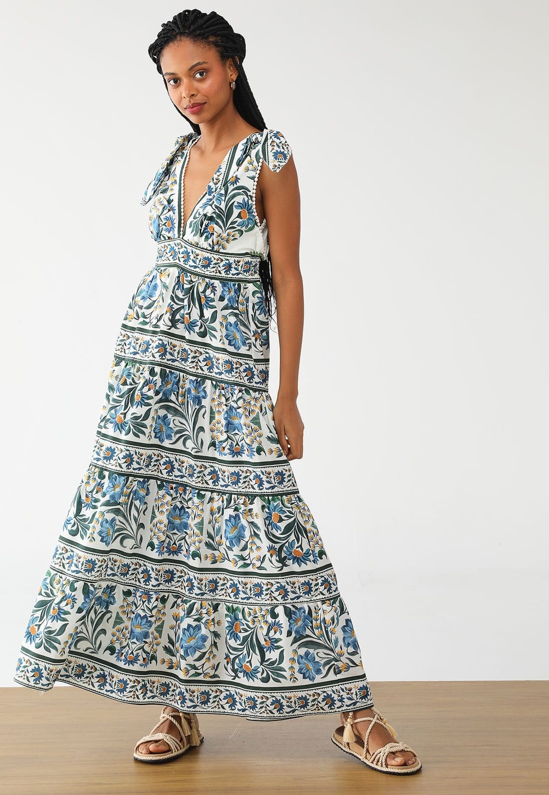 Vestido FARM Longo Marias Manoela Off-White