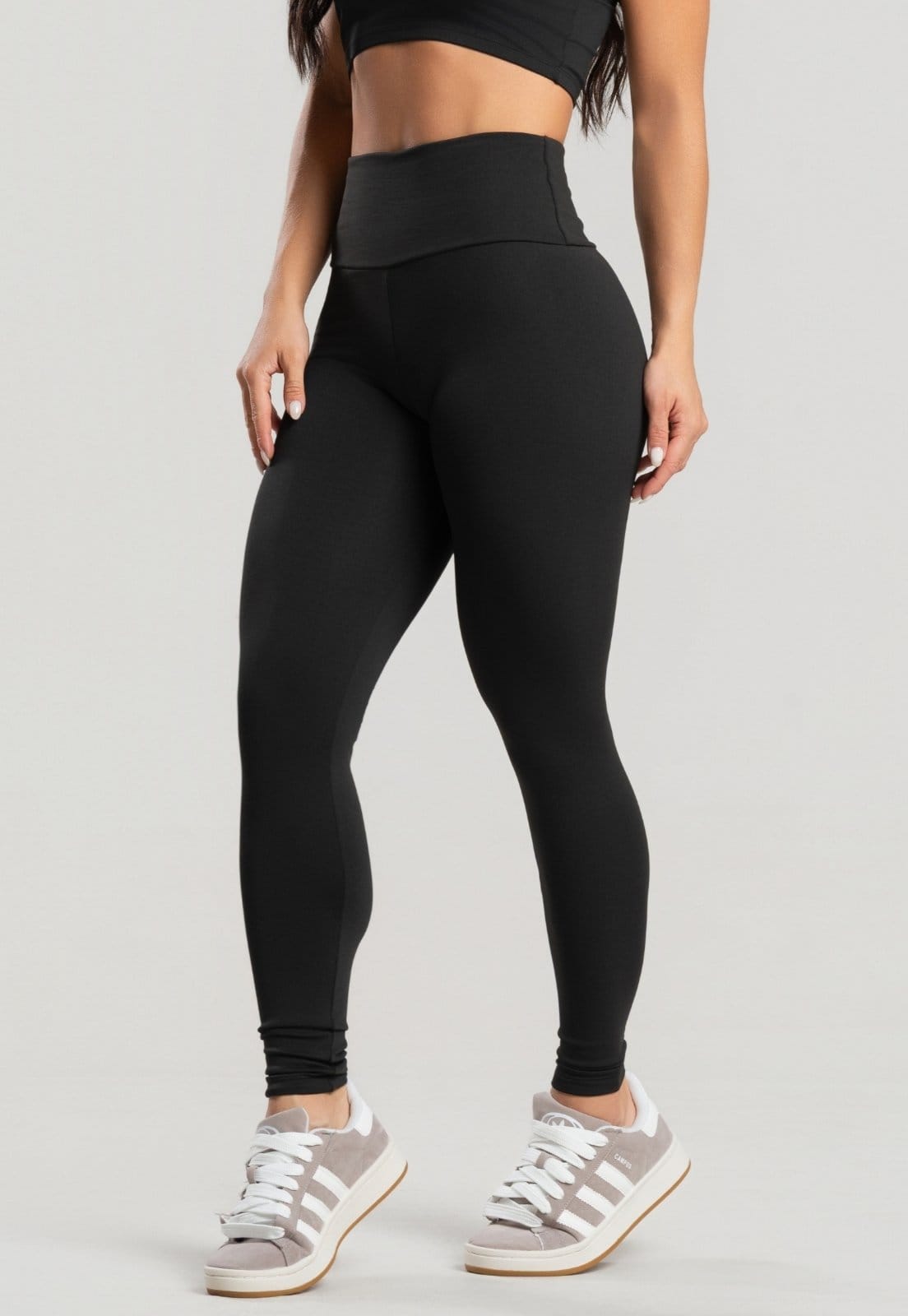 Vista 2 Calça Legging Vekyo Peluciada Suplex Cós Alto Lisa Preta VEKYO preto