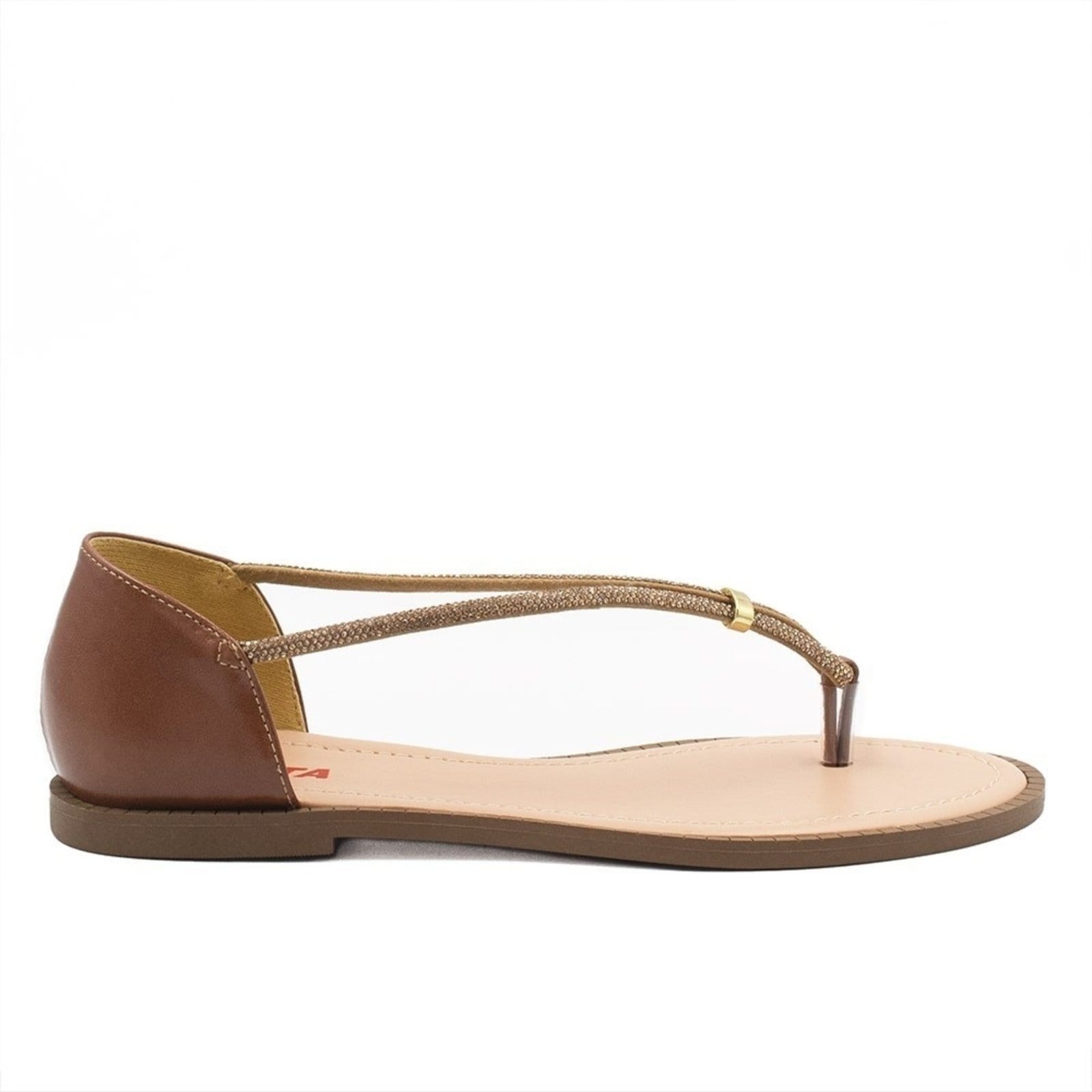 Rasteira Fechada Zatta Brilho Lady Caramelo