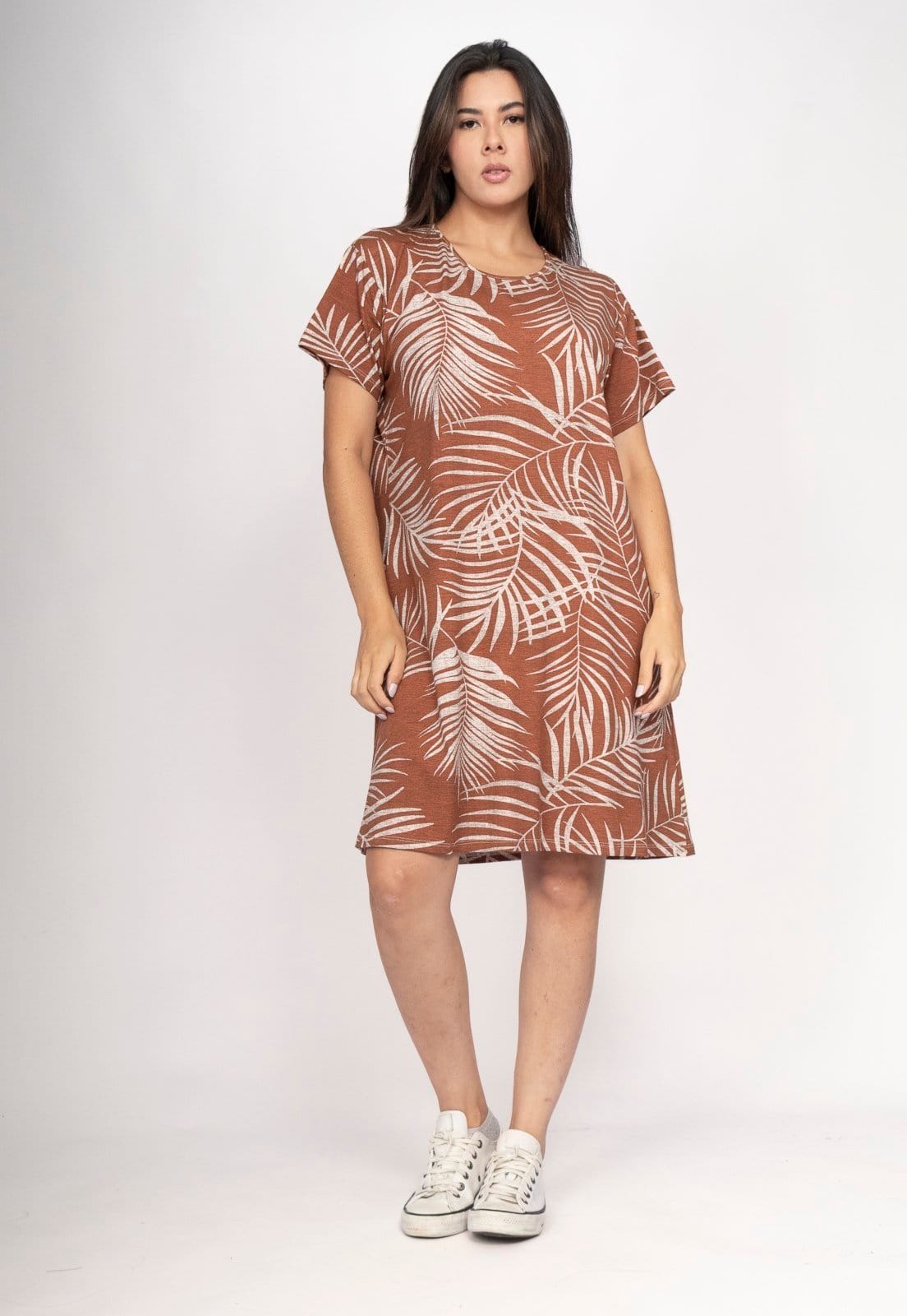 Vestido CabanaFree Amanayara Curto Malha Palmas da Terra