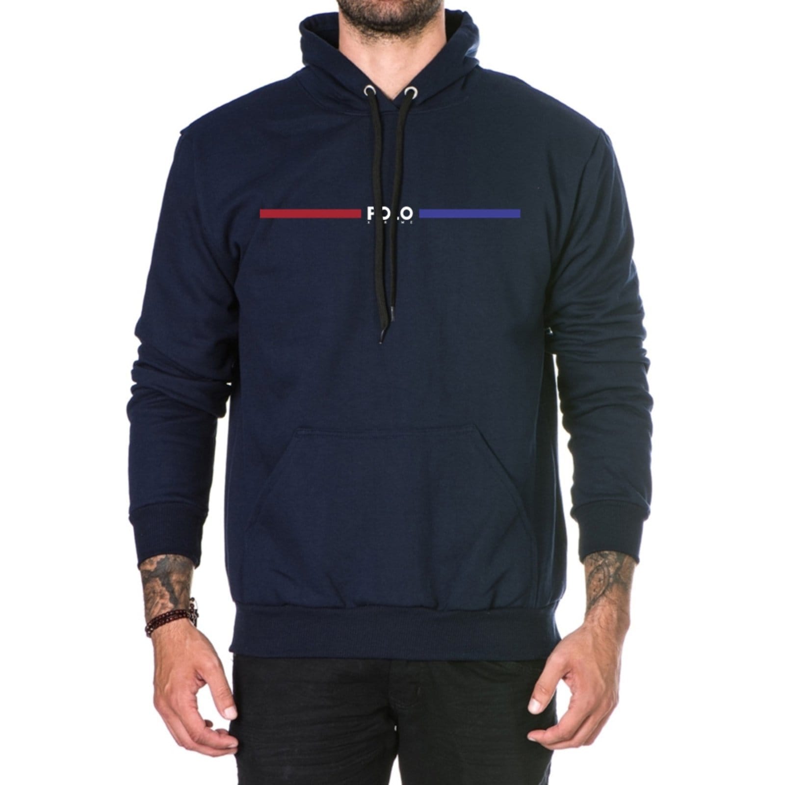 Blusa de Frio Moletom Inverno Com Capuz Unissex Marinho